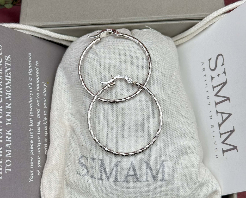 925 Sterling Silver Twisted Hoop Earrings | Minimalist Lightweight Everyday Hoops