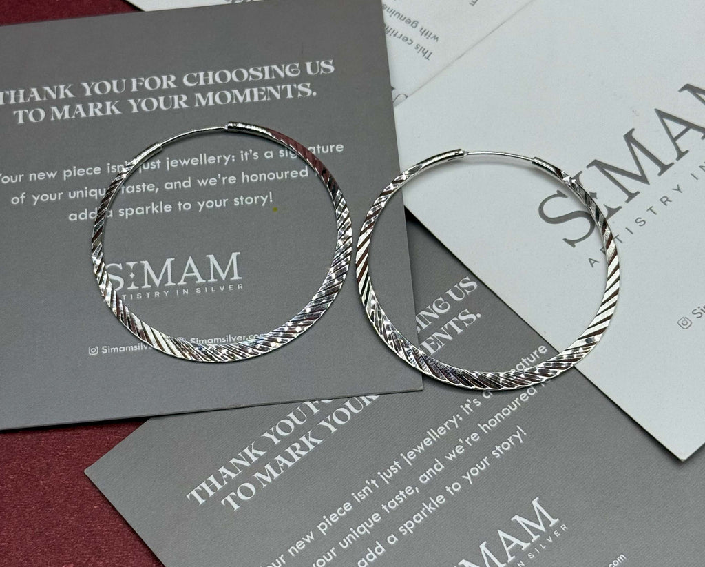 Textured Sterling Silver Hoop Earrings, Minimalist Twisted Circle Jewelry