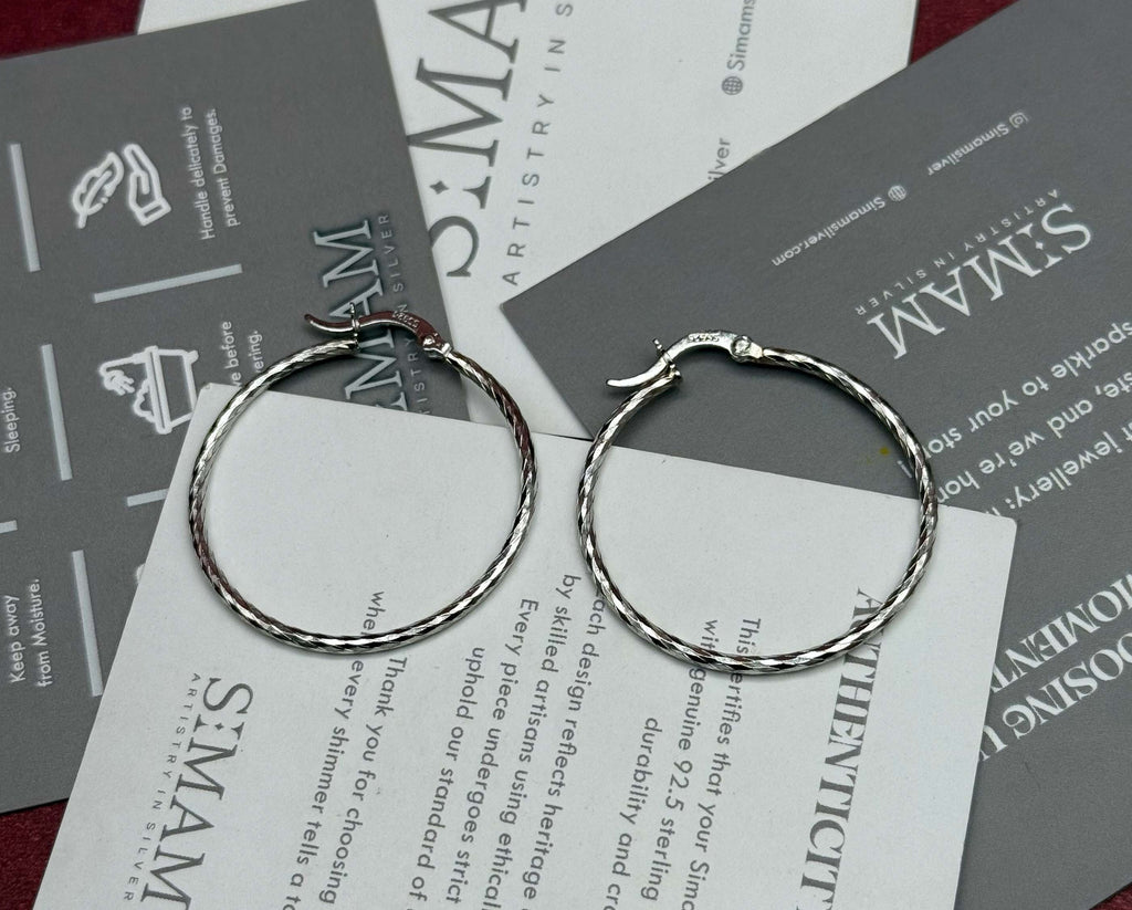 925 Sterling Silver Twisted Hoop Earrings | Minimalist Lightweight Everyday Hoops
