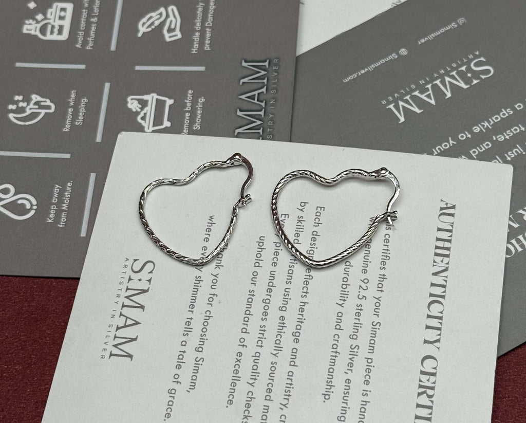 925 Sterling Silver Heart Hoop Earrings, Twisted Heart Earrings, Minimalist Silver Hoops, Romantic Jewelry Gift for Her, Everyday Earrings