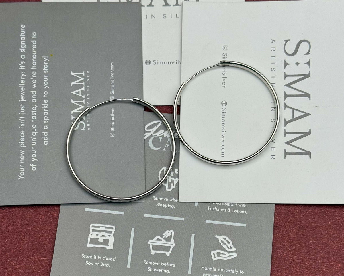 925 Sterling Silver Engraved Hoop Earrings, Lightweight Minimalist Everyday Jewelry