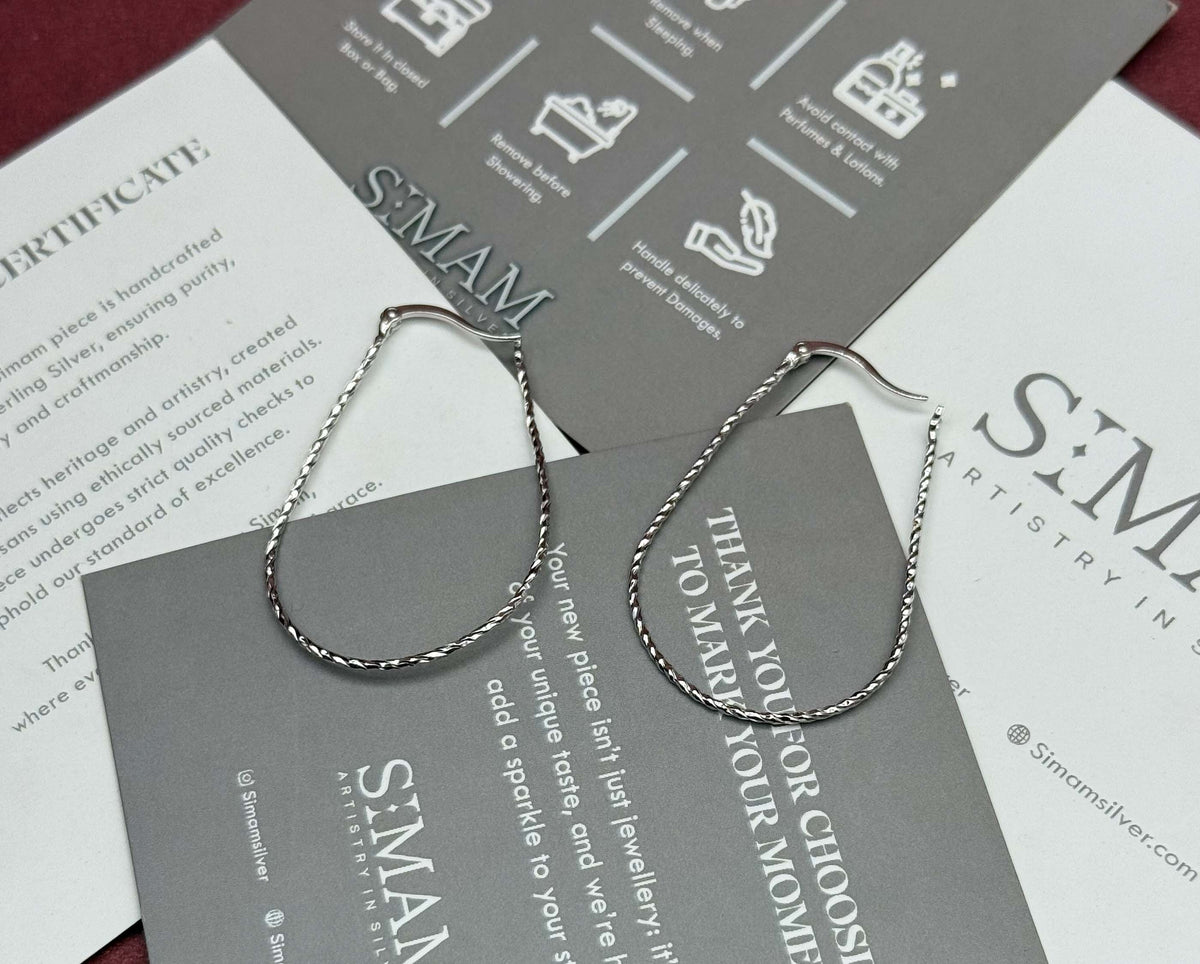925 Sterling Silver Teardrop Hoop Earrings, Twisted Silver Hoops, Minimalist Drop Earrings, Lightweight Everyday Jewelry, Gift for Her