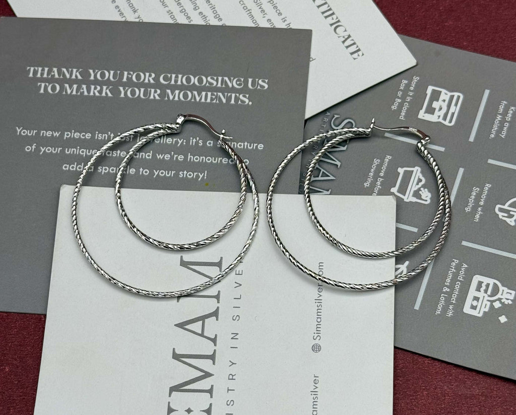 Sterling Silver Double Hoop Earrings, Textured Layered Circles, Minimalist Everyday Jewelry