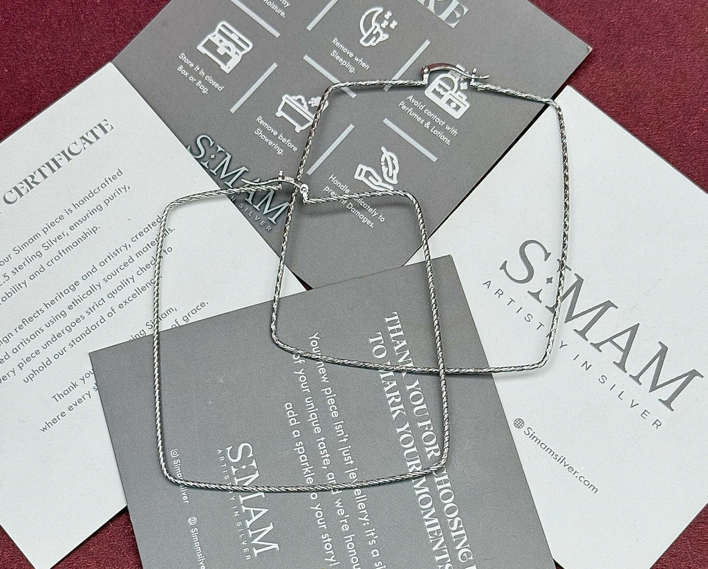 925 Sterling Silver Square Hoop Earrings, Geometric Hoop Earrings, Minimalist Silver Hoops, Modern Jewelry, Gift for Her