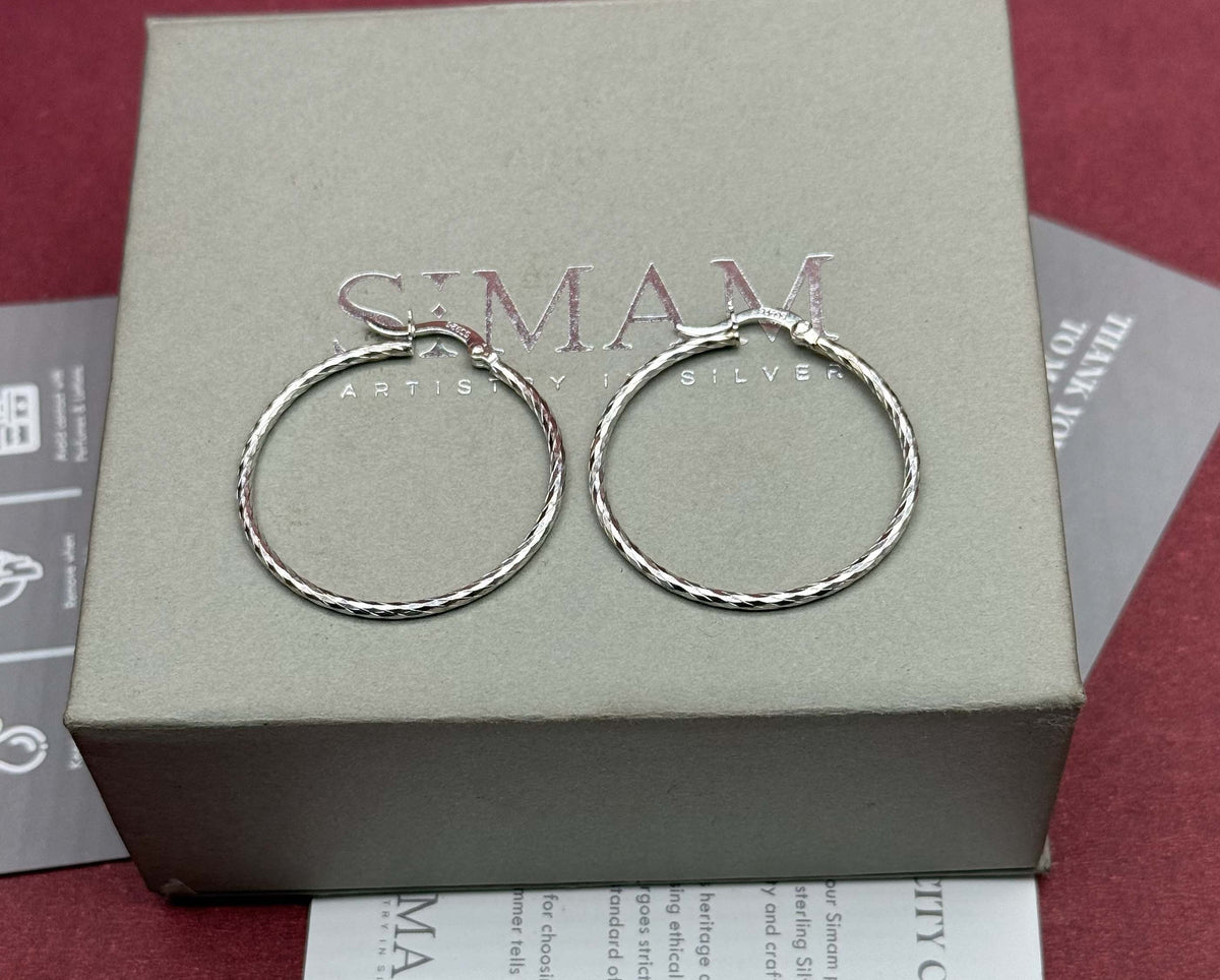 925 Sterling Silver Twisted Hoop Earrings | Minimalist Lightweight Everyday Hoops