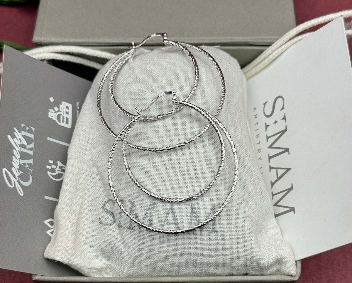 Sterling Silver Double Hoop Earrings, Textured Layered Circles, Minimalist Everyday Jewelry