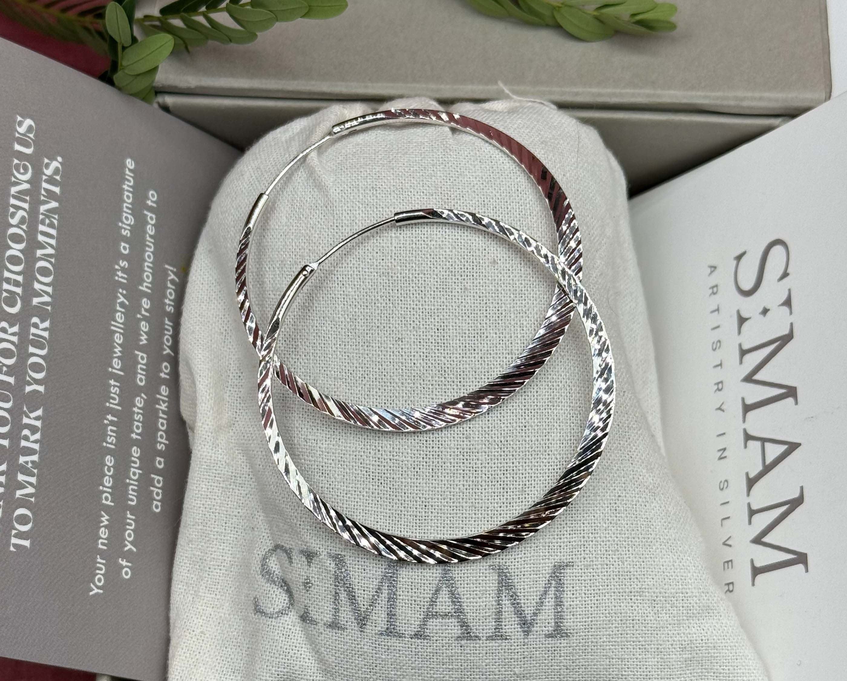 Textured Sterling Silver Hoop Earrings, Minimalist Twisted Circle Jewelry