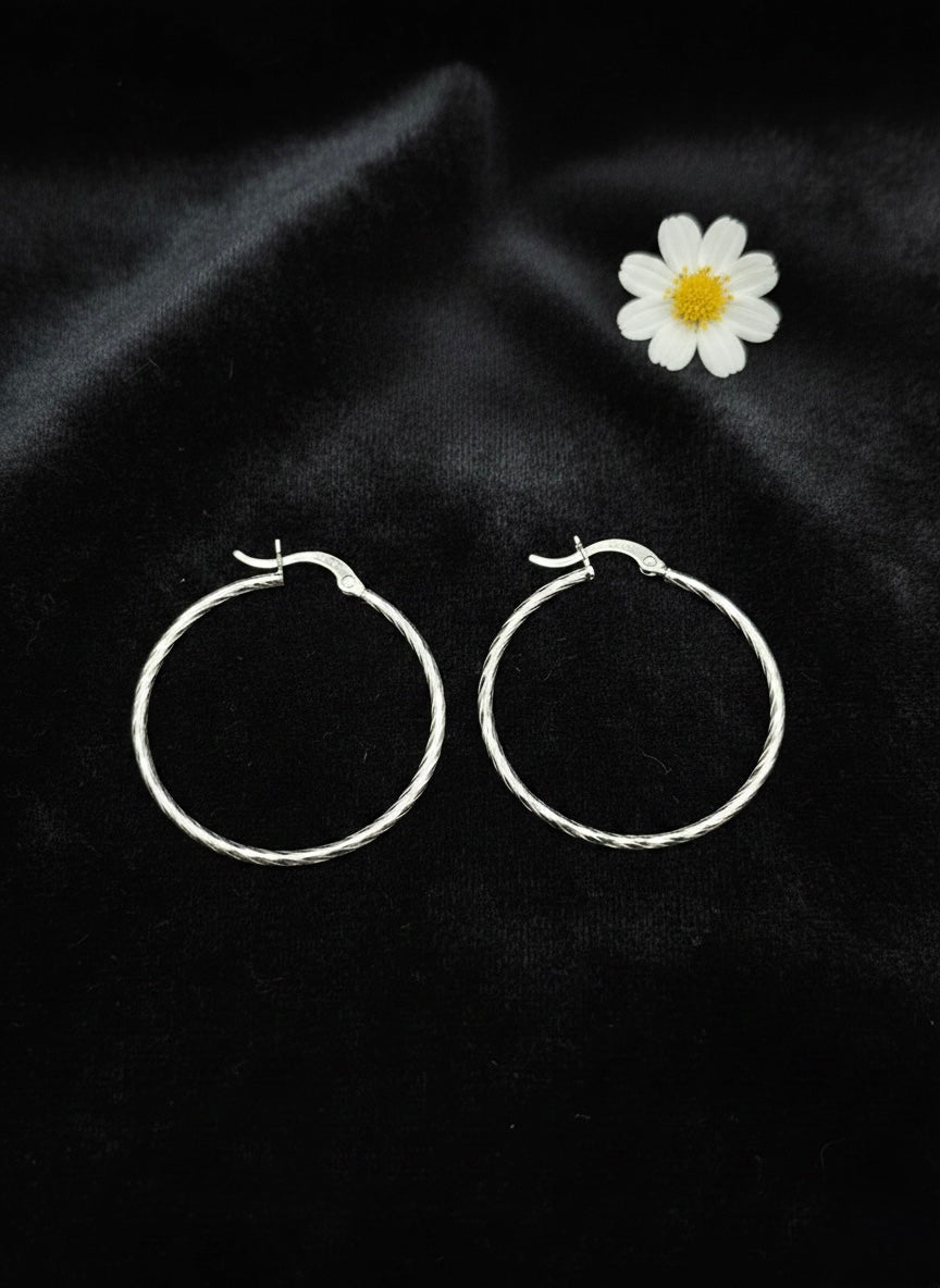 925 Sterling Silver Twisted Hoop Earrings | Minimalist Lightweight Everyday Hoops