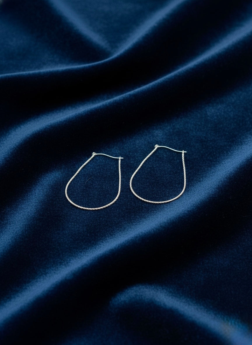 925 Sterling Silver Teardrop Hoop Earrings, Twisted Silver Hoops, Minimalist Drop Earrings, Lightweight Everyday Jewelry, Gift for Her