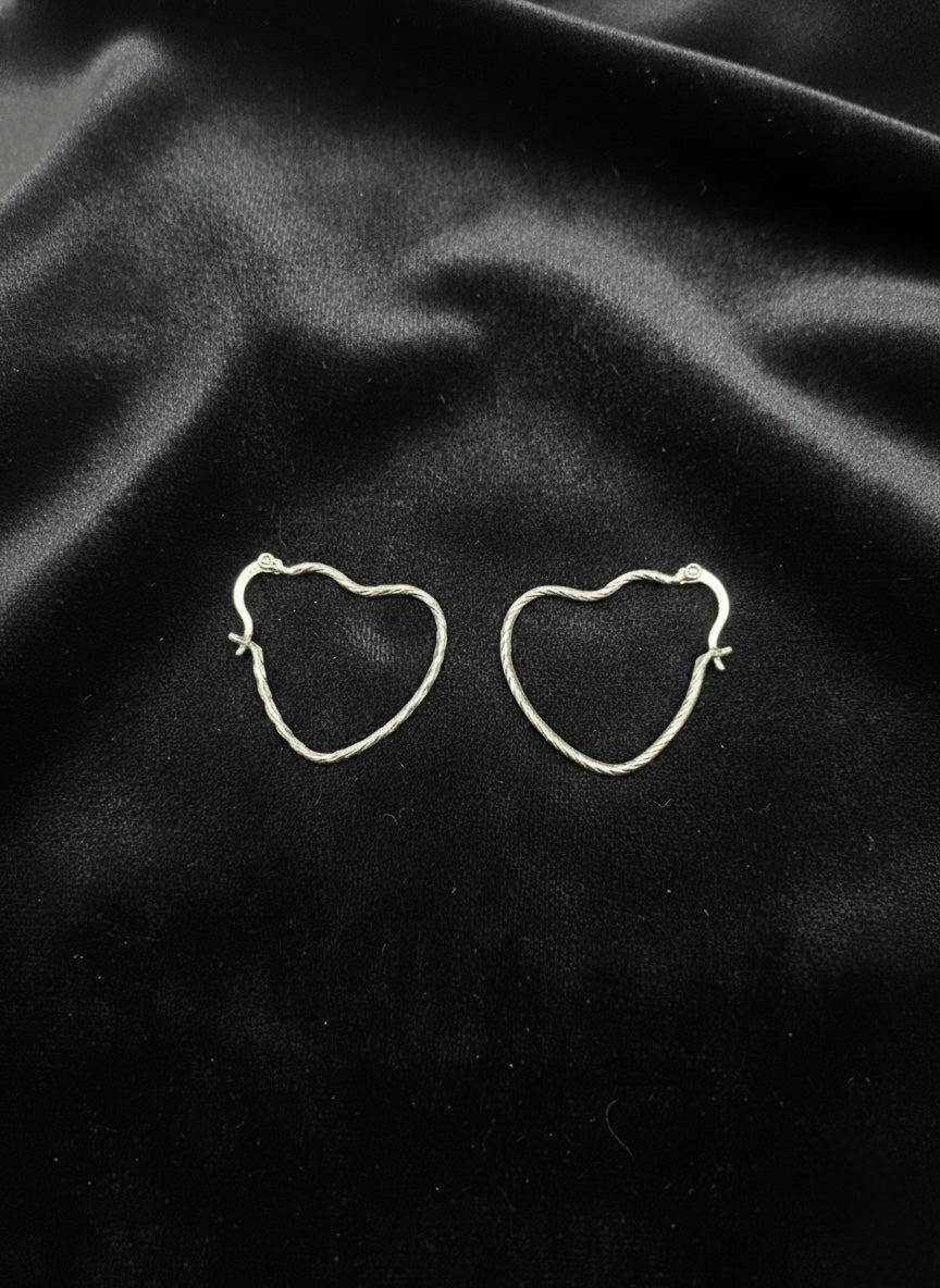 925 Sterling Silver Heart Hoop Earrings, Twisted Heart Earrings, Minimalist Silver Hoops, Romantic Jewelry Gift for Her, Everyday Earrings