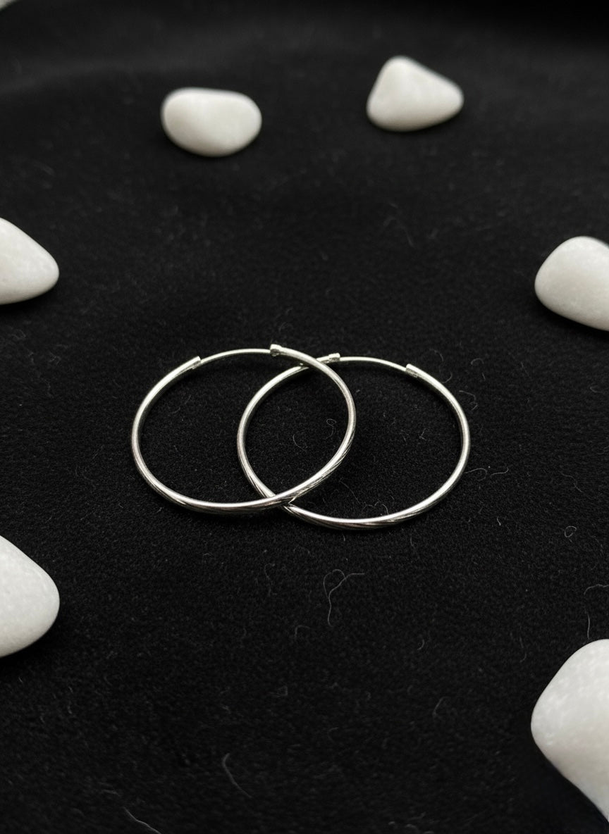 925 Sterling Silver Engraved Hoop Earrings, Lightweight Minimalist Everyday Jewelry