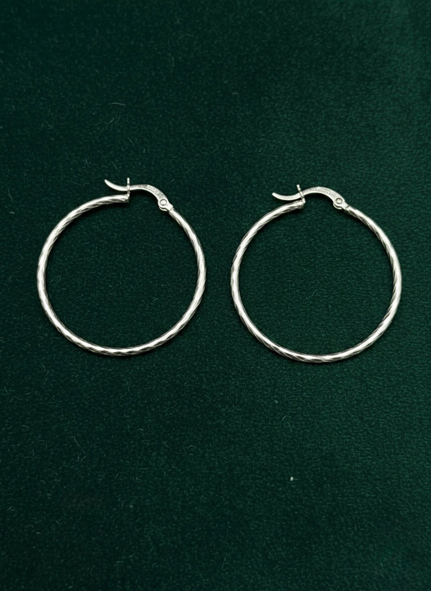 925 Sterling Silver Twisted Hoop Earrings | Minimalist Lightweight Everyday Hoops
