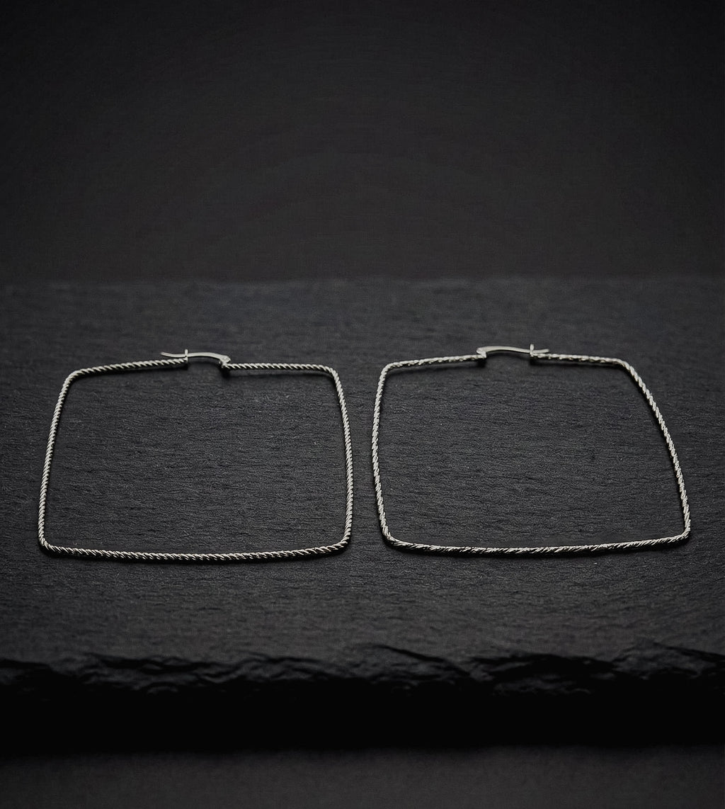 925 Sterling Silver Square Hoop Earrings, Geometric Hoop Earrings, Minimalist Silver Hoops, Modern Jewelry, Gift for Her
