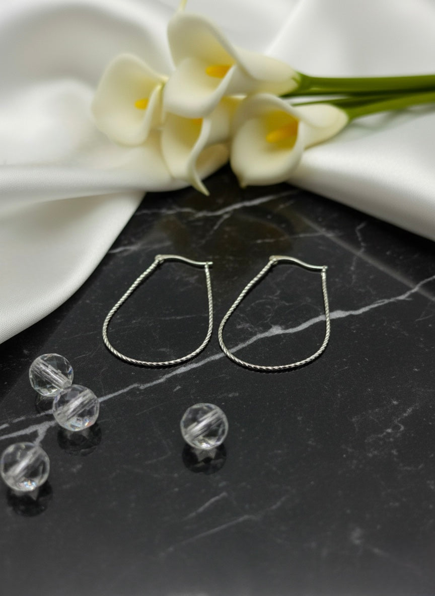 925 Sterling Silver Teardrop Hoop Earrings, Twisted Silver Hoops, Minimalist Drop Earrings, Lightweight Everyday Jewelry, Gift for Her