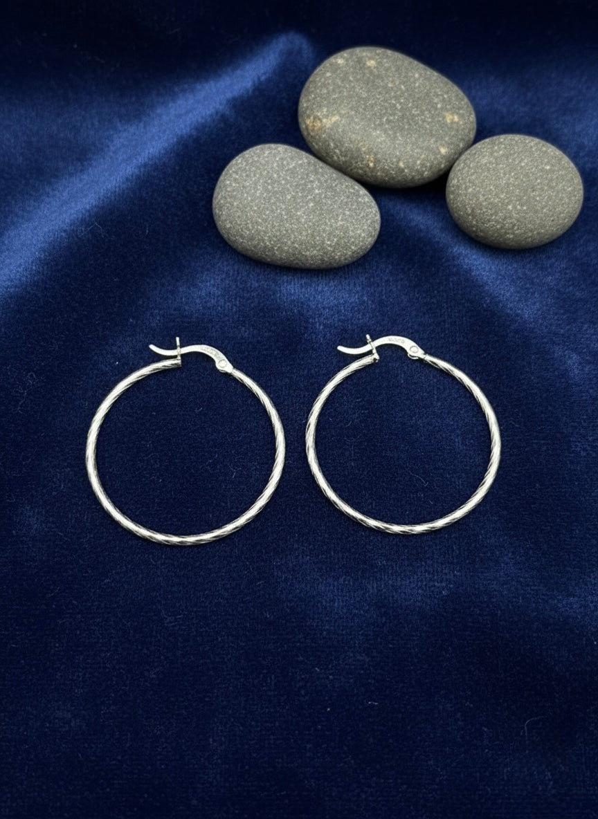 925 Sterling Silver Twisted Hoop Earrings | Minimalist Lightweight Everyday Hoops