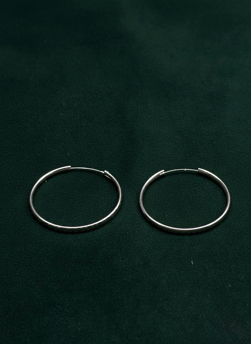 925 Sterling Silver Engraved Hoop Earrings, Lightweight Minimalist Everyday Jewelry