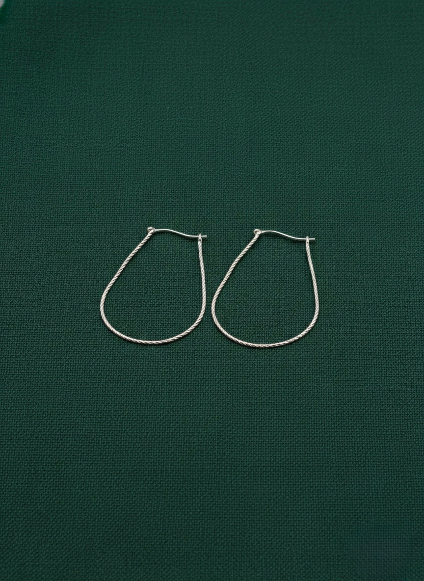 925 Sterling Silver Teardrop Hoop Earrings, Twisted Silver Hoops, Minimalist Drop Earrings, Lightweight Everyday Jewelry, Gift for Her