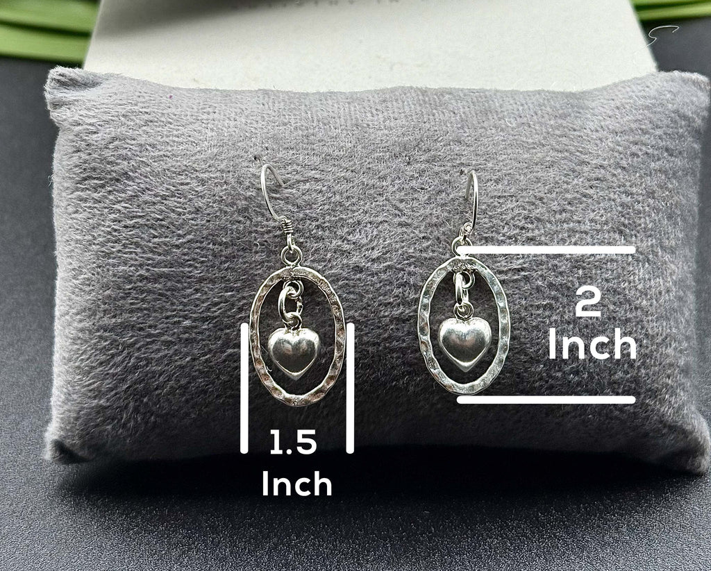 Handmade Silver Heart Dangle Earrings