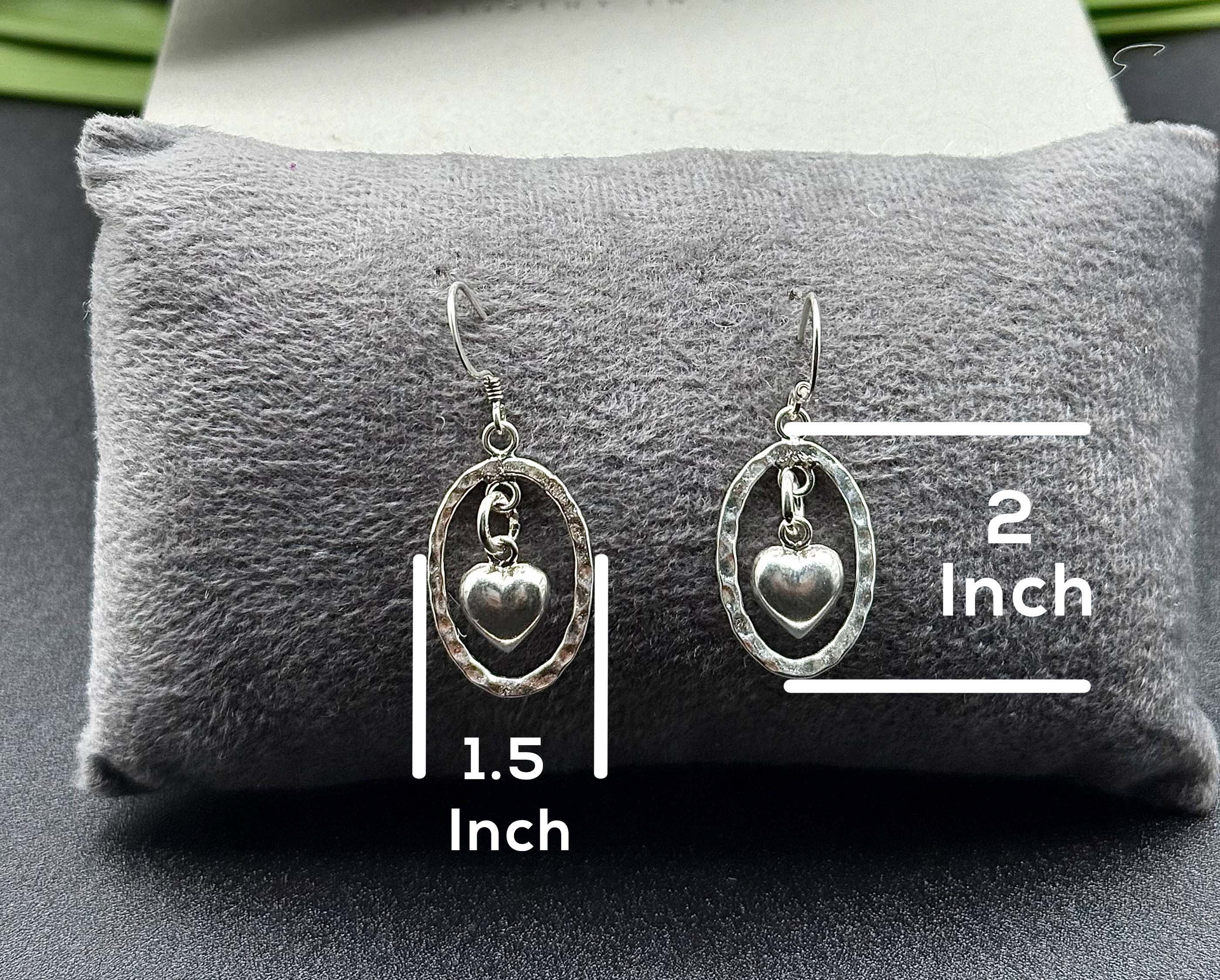 Handmade Silver Heart Dangle Earrings