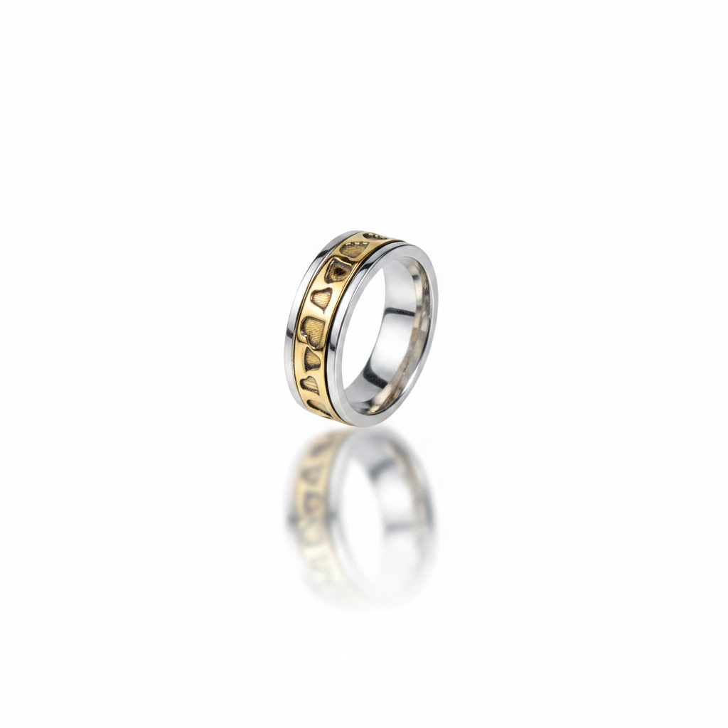 Two-Tone Sterling Silver Spinner Ring | Gold Meditation Fidget Ring