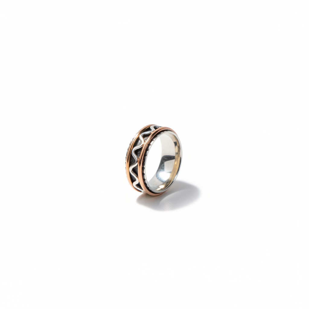 Elegant Mixed-Metal Spinner Ring | Sterling Silver, Gold & Rose Gold Fidget Ring | Anxiety Ring | Meditation Jewelry Gift