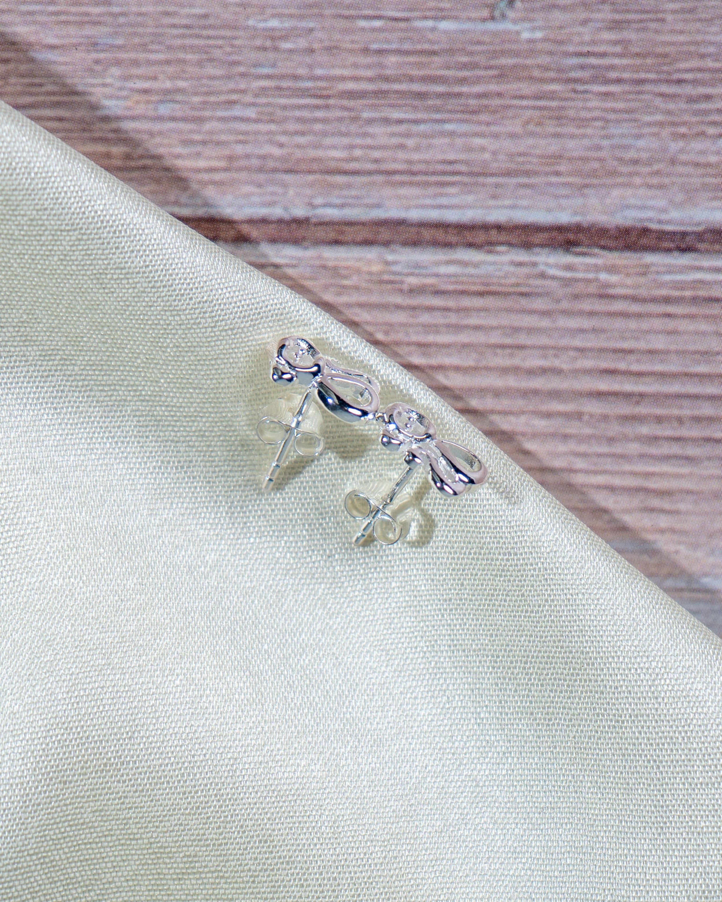 Sterling Silver Butterfly Flower Stud Earrings – Minimalist Dainty Floral Design