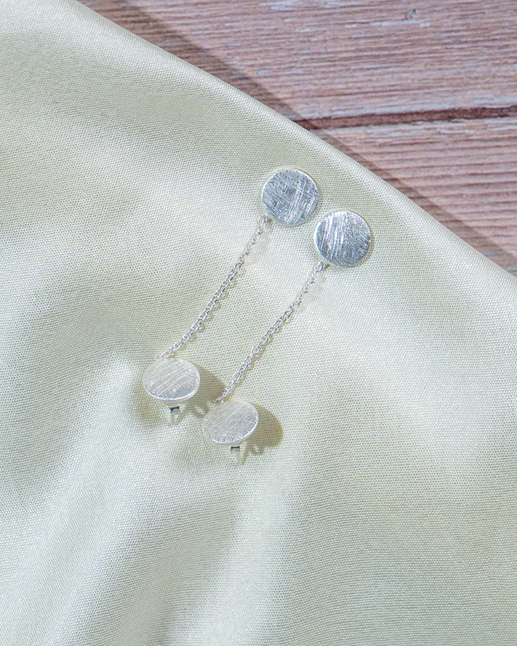 925 Sterling Silver Dangle Earrings, Disc Drop Earrings, Minimalist Chain Earrings, Modern Silver Jewelry, Gift for Her