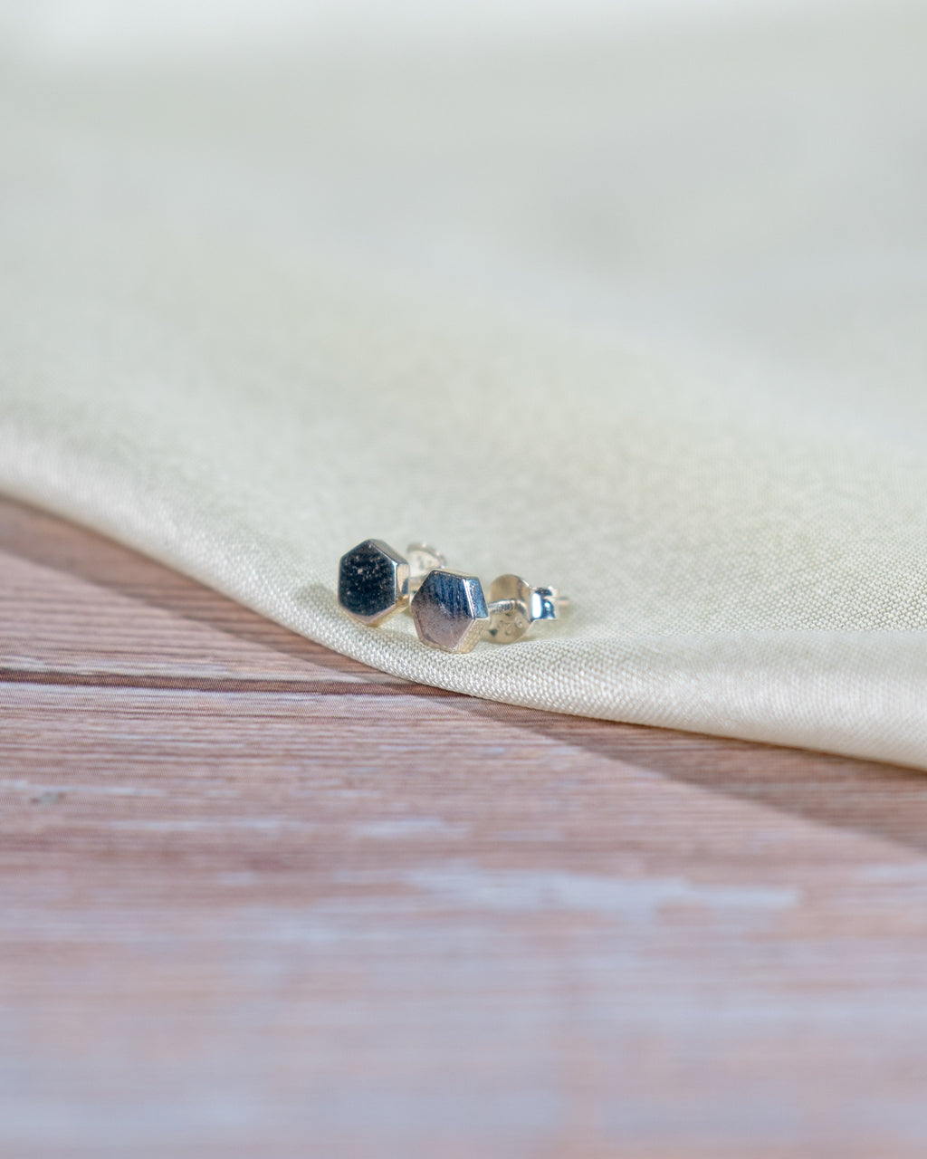 925 Sterling Silver Hexagon Stud Earrings: Minimalist Geometric Everyday Jewelry