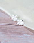 Sterling Silver Ginkgo Leaf Stud Earrings – Minimalist Botanical Nature Jewelry
