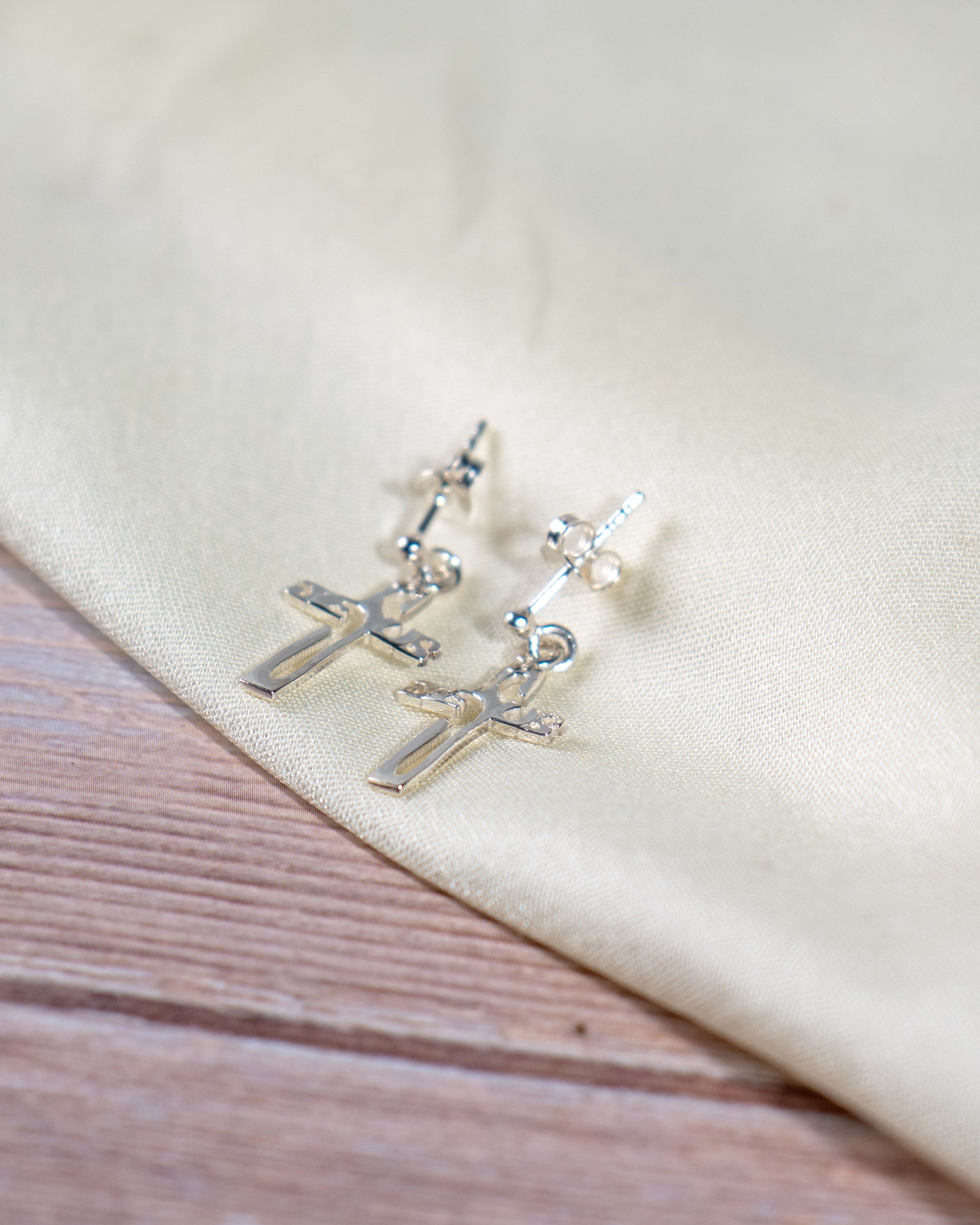 Handcrafted Jesus Cross Dangle Earrings: Christian Religious Jewelry