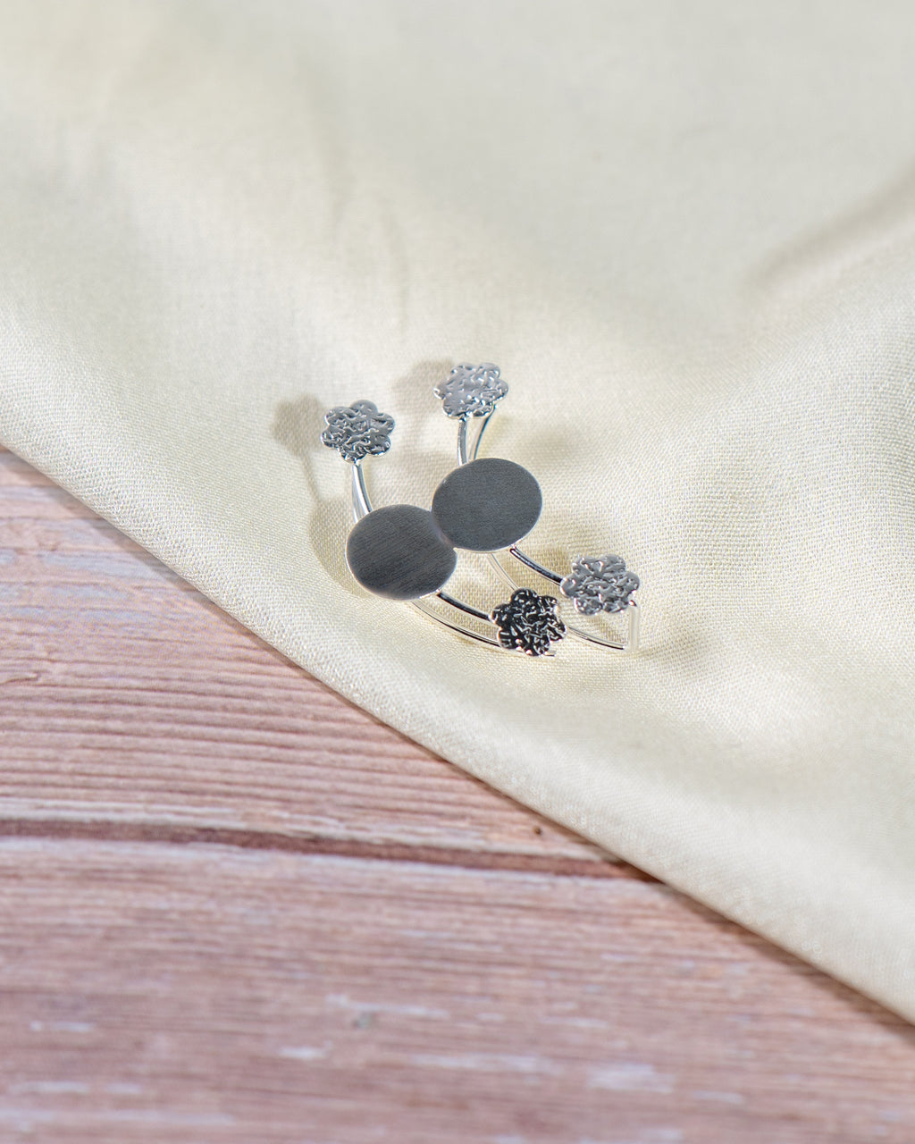 Floral Sterling Silver Ear Cuff | Adjustable Non Pierced Earring