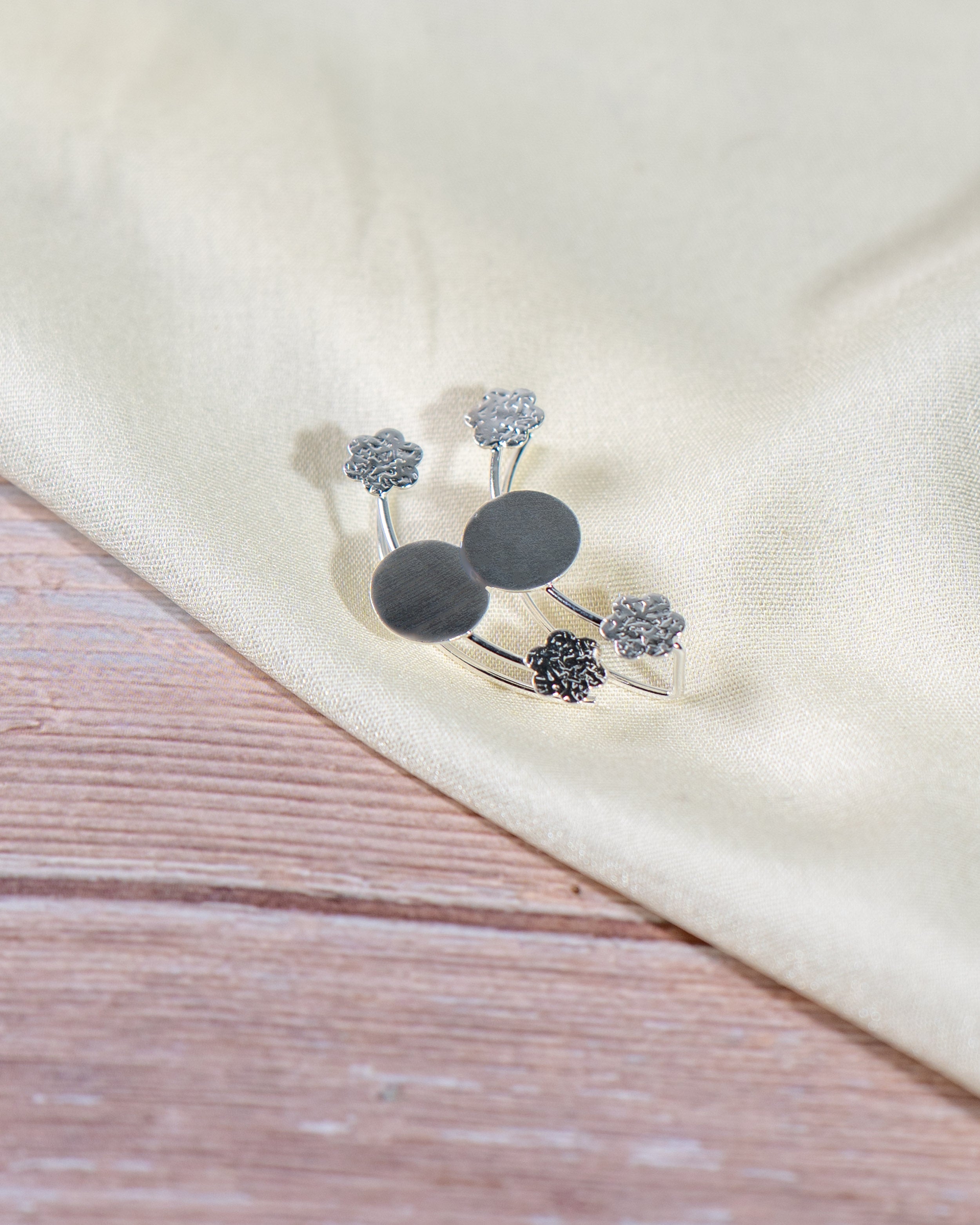 Floral Sterling Silver Ear Cuff | Adjustable Non Pierced Earring