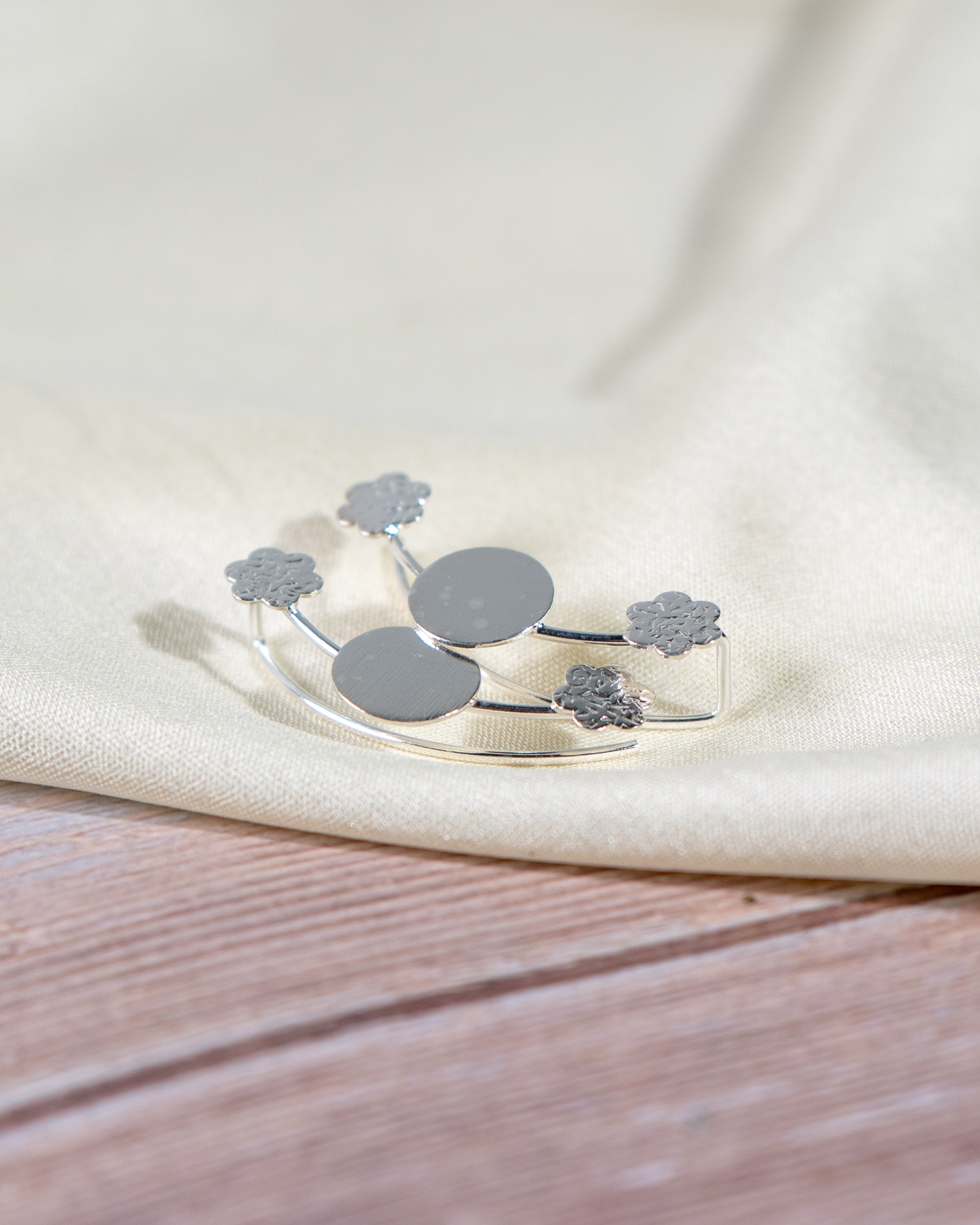 Floral Sterling Silver Ear Cuff | Adjustable Non Pierced Earring