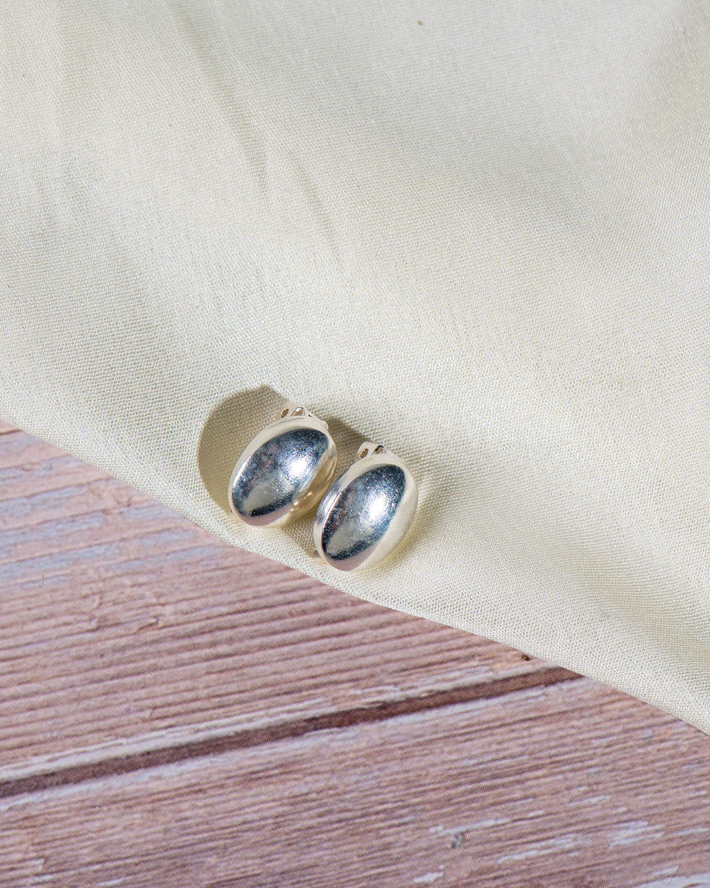 Handmade Sterling Silver Dome Stud Earrings | Minimalist Jewelry [without ear piercing]