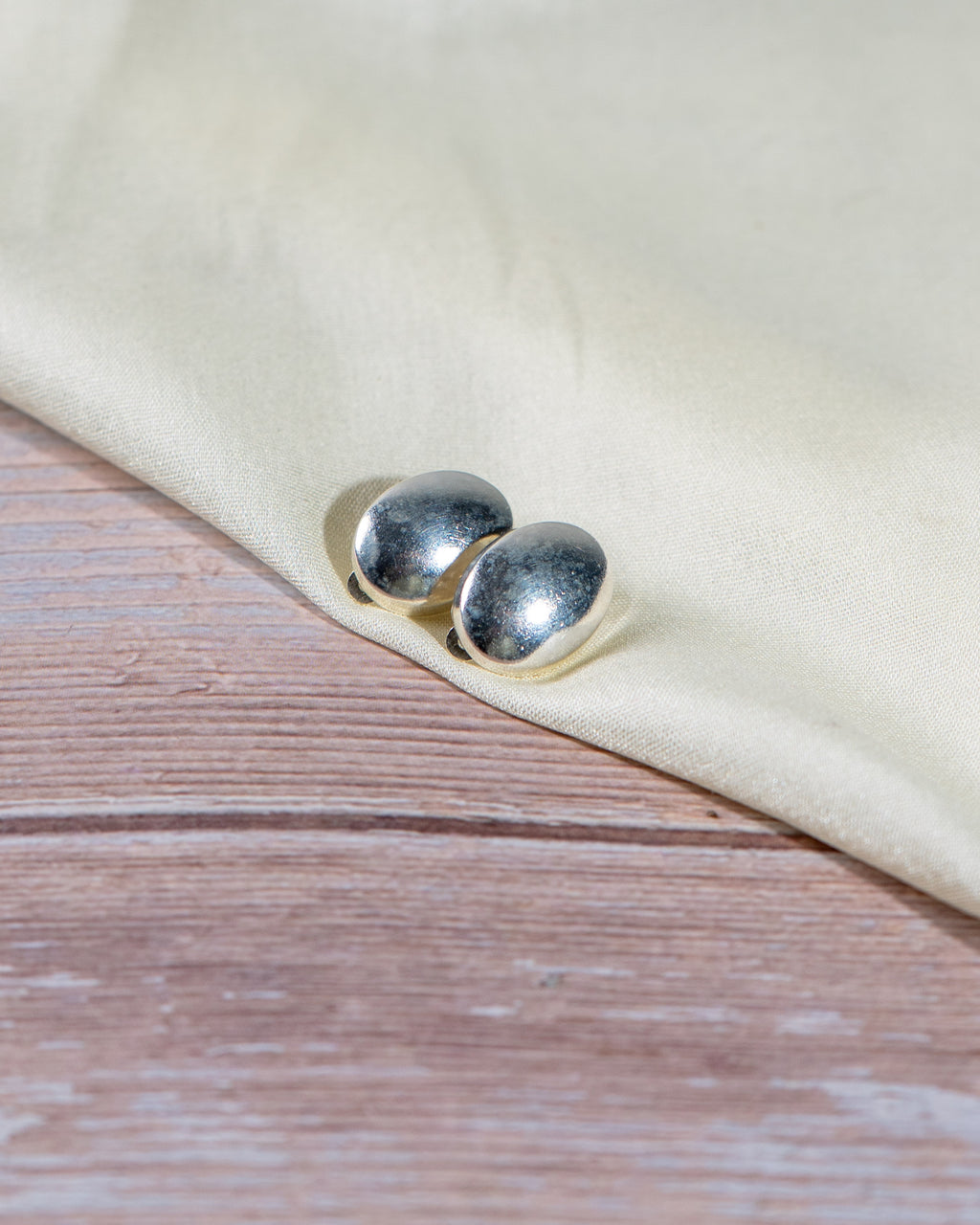 Handmade Sterling Silver Dome Stud Earrings | Minimalist Jewelry [without ear piercing]