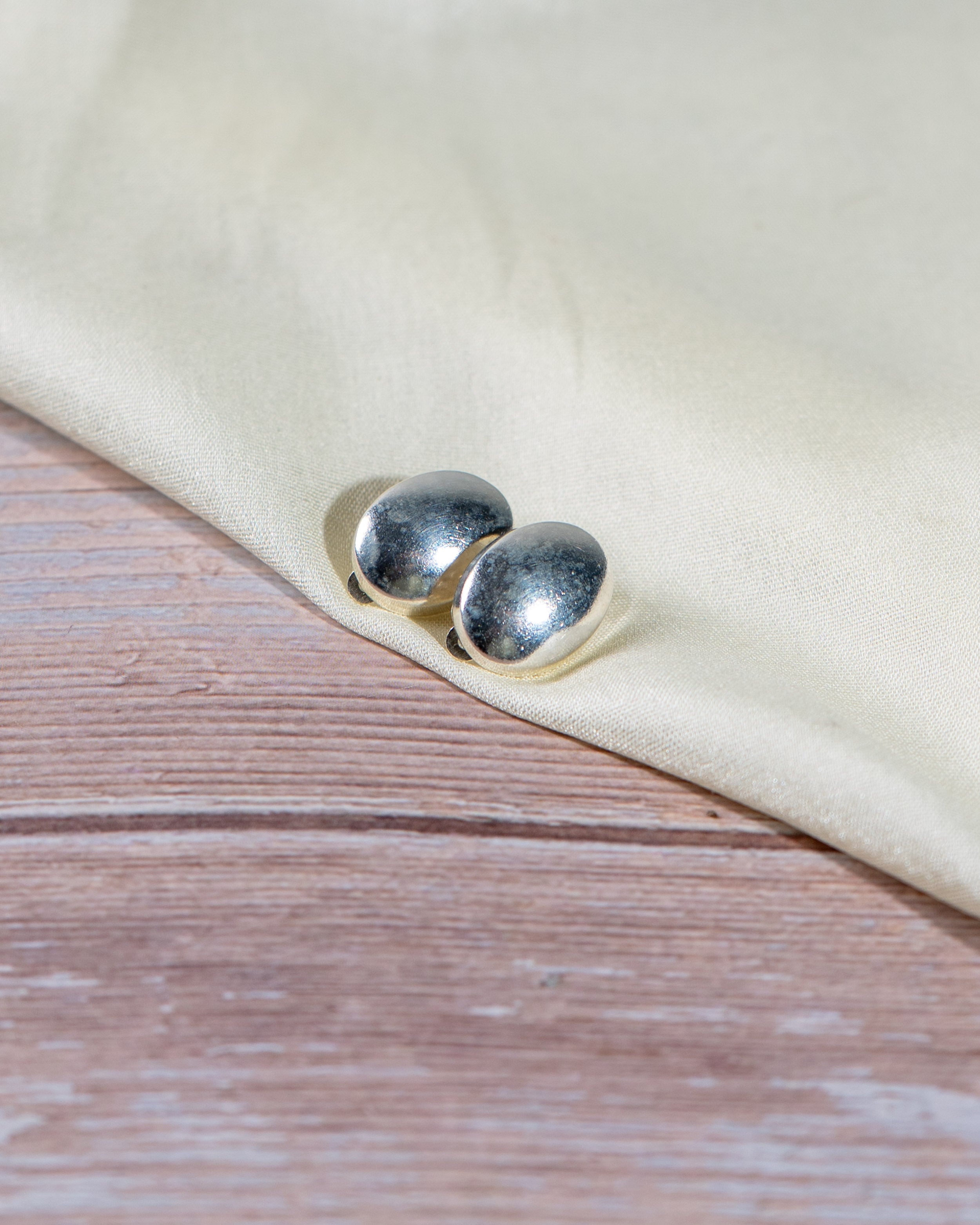 Handmade Sterling Silver Dome Stud Earrings | Minimalist Jewelry [without ear piercing]