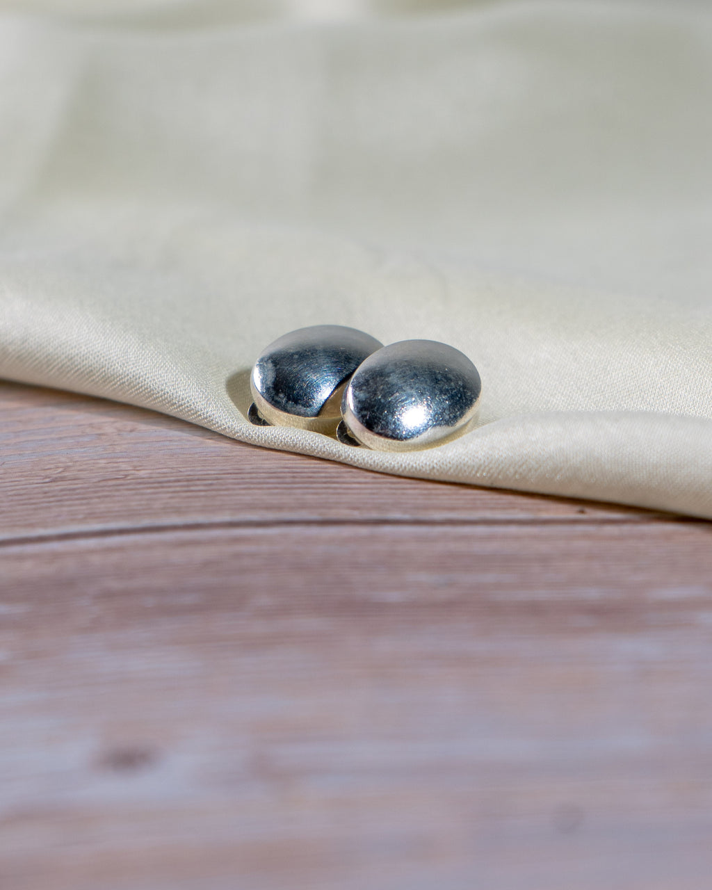 Handmade Sterling Silver Dome Stud Earrings | Minimalist Jewelry [without ear piercing]