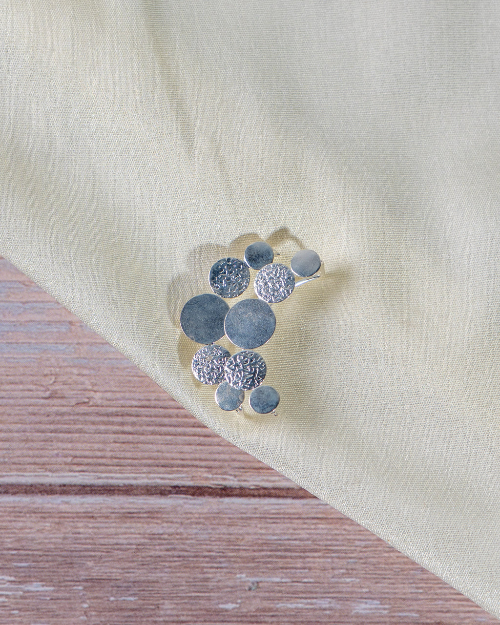 Handmade Sterling Silver 92.5 Geometric Hoop Ear Cuffs| Textured Circle Jewelry