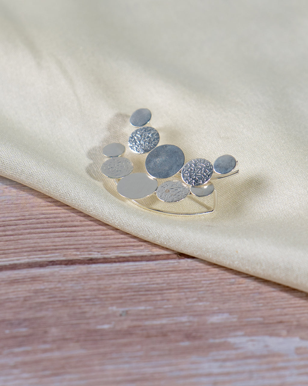 Handmade Sterling Silver 92.5 Geometric Hoop Ear Cuffs| Textured Circle Jewelry