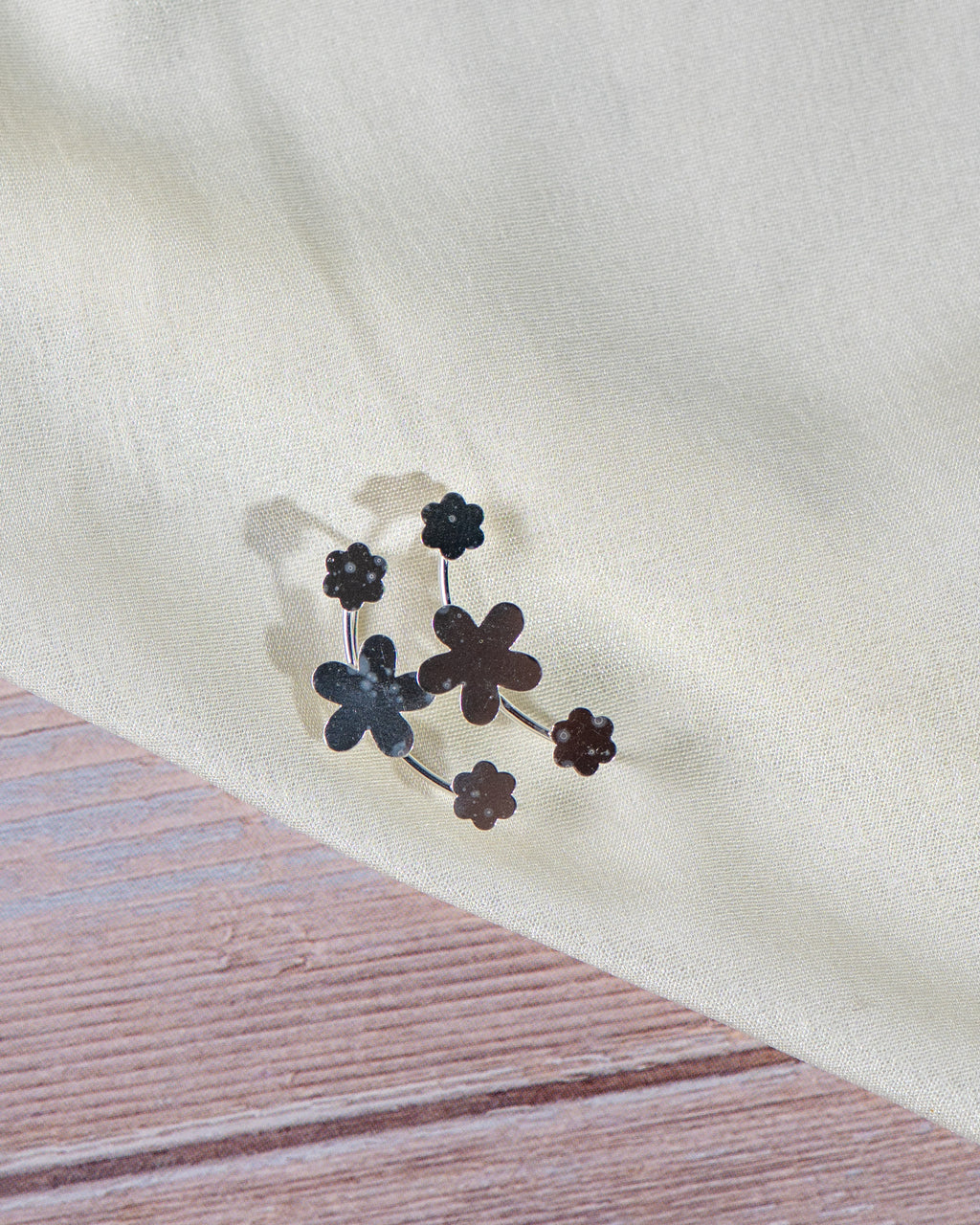 Sterling Silver Dainty Floral Stud Earrings – Minimalist High Shine Everyday Wear