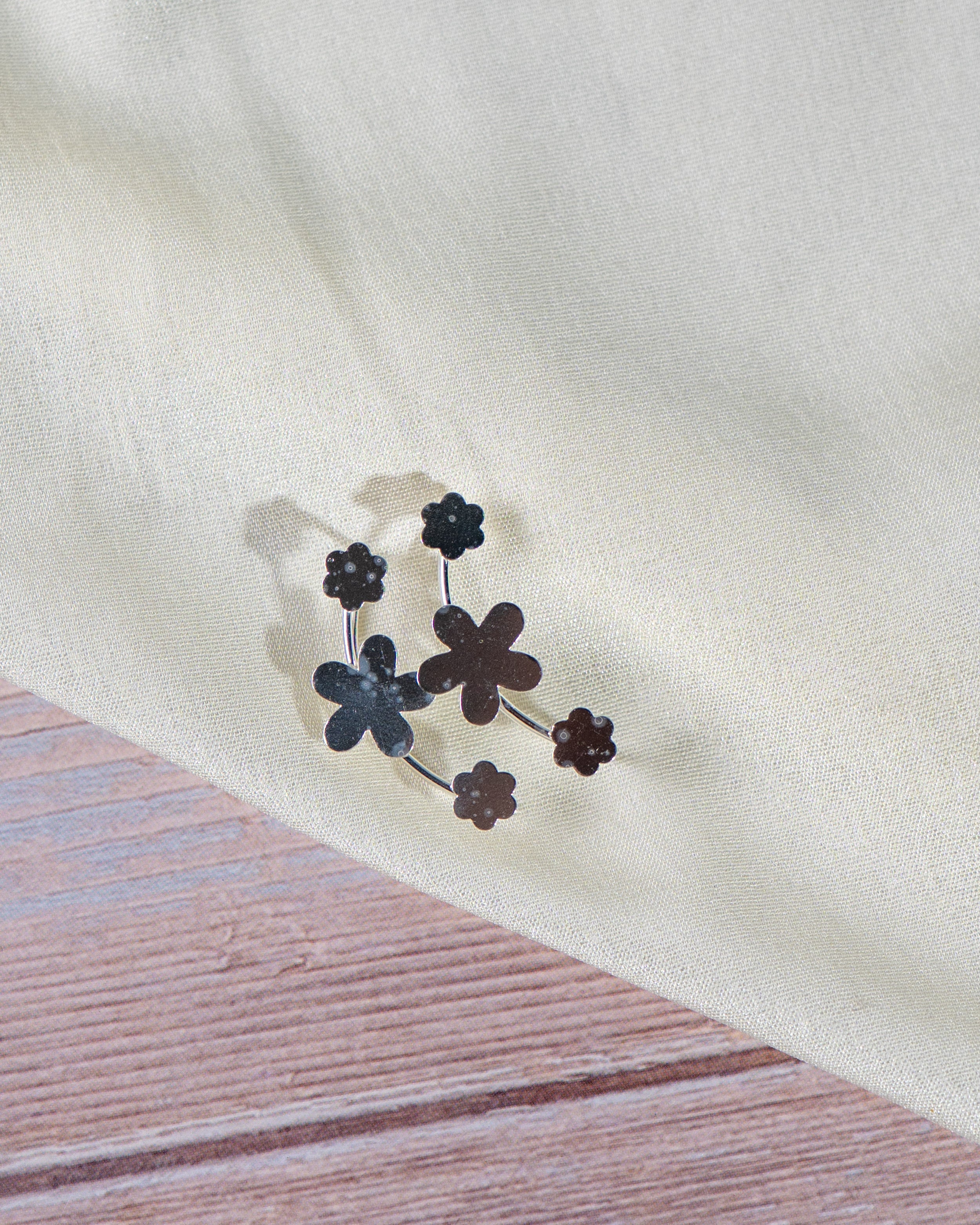 Sterling Silver Dainty Floral Stud Earrings – Minimalist High Shine Everyday Wear
