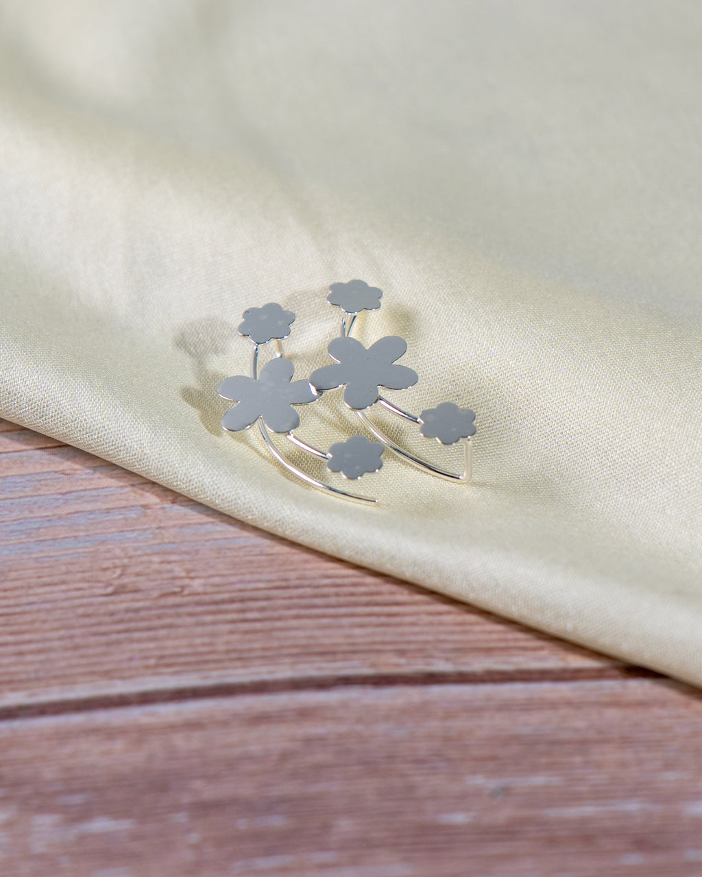 Sterling Silver Dainty Floral Stud Earrings – Minimalist High Shine Everyday Wear