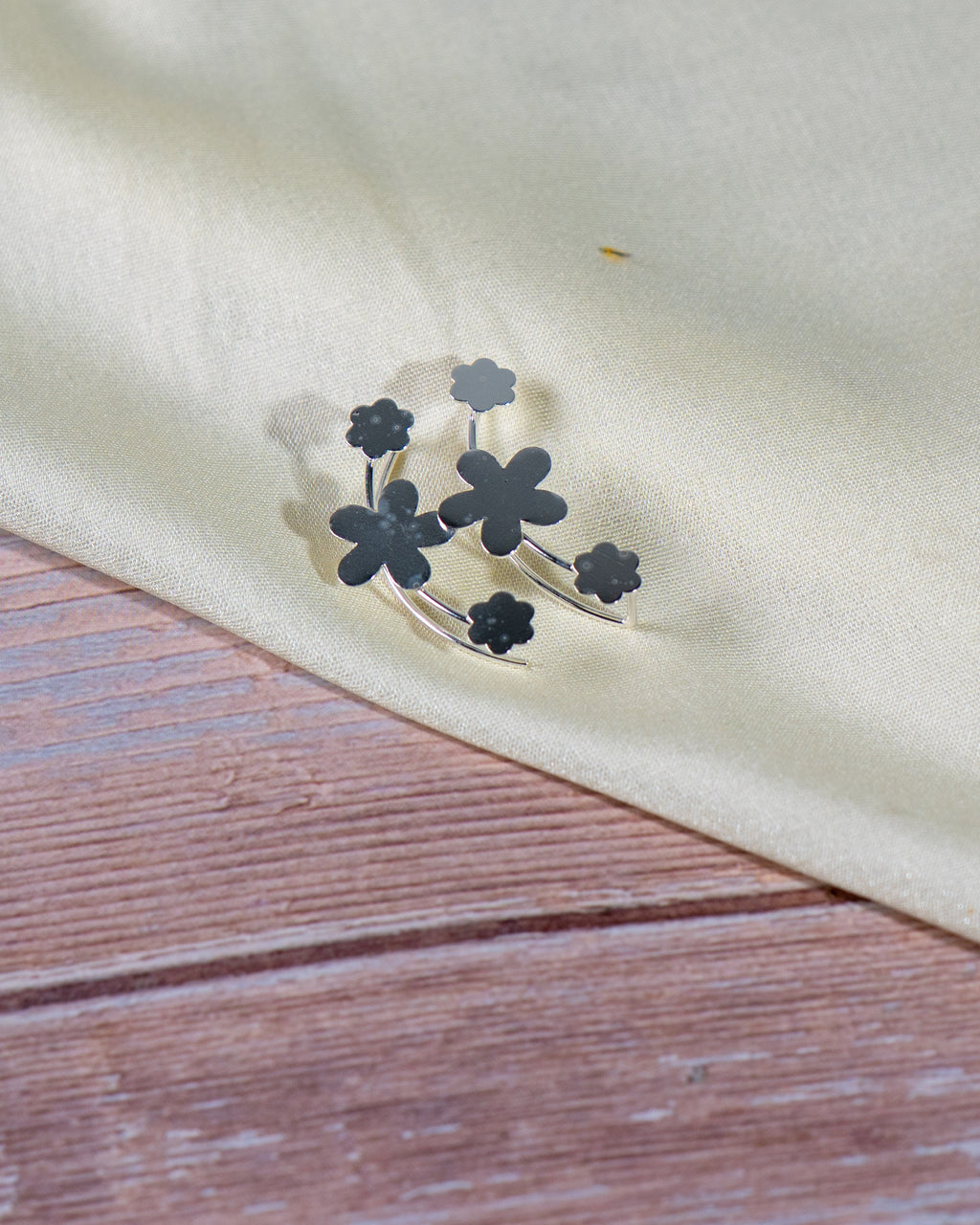 Sterling Silver Dainty Floral Stud Earrings – Minimalist High Shine Everyday Wear