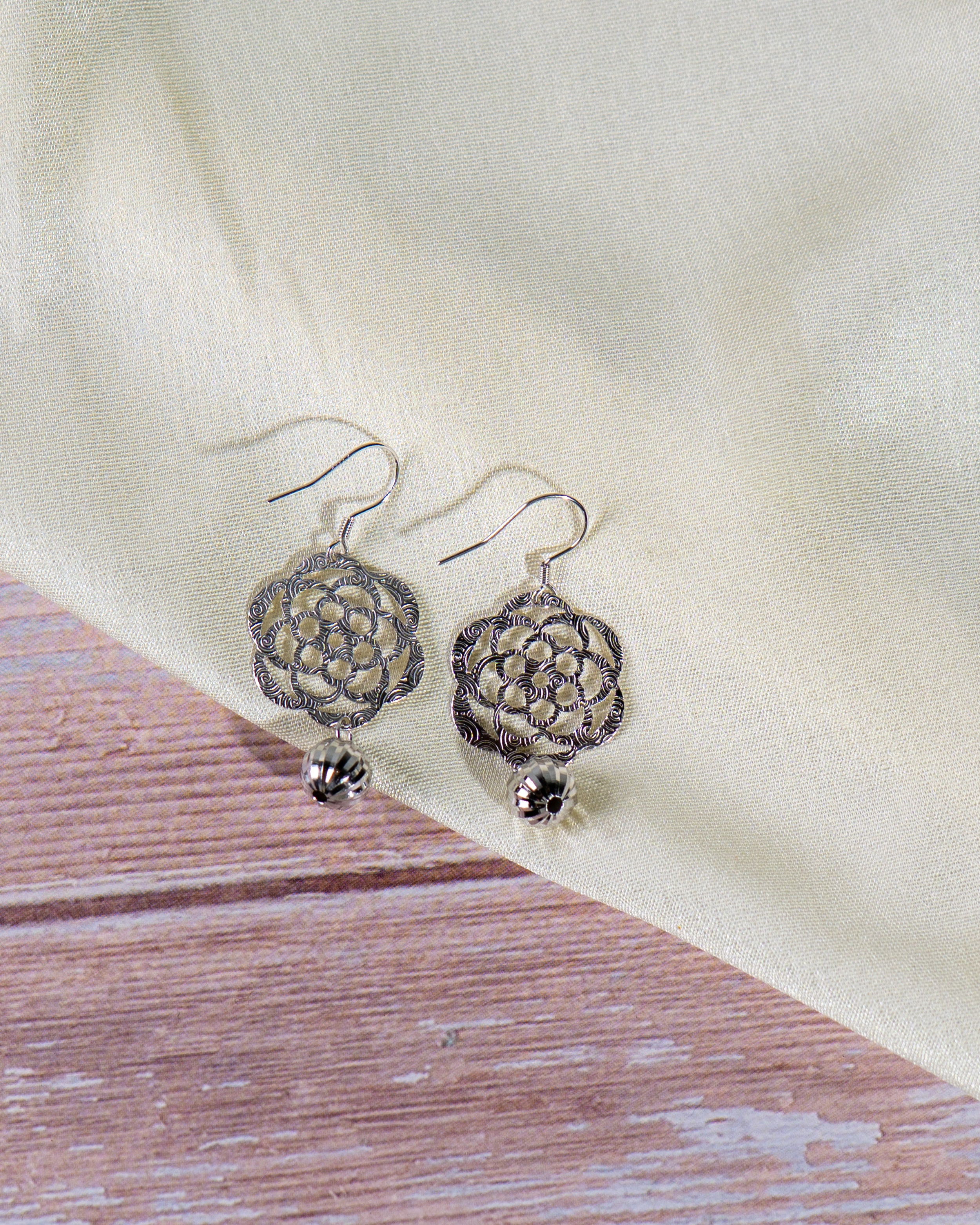 Sterling Silver Filigree Floral Dangle Earrings | Boho Gift