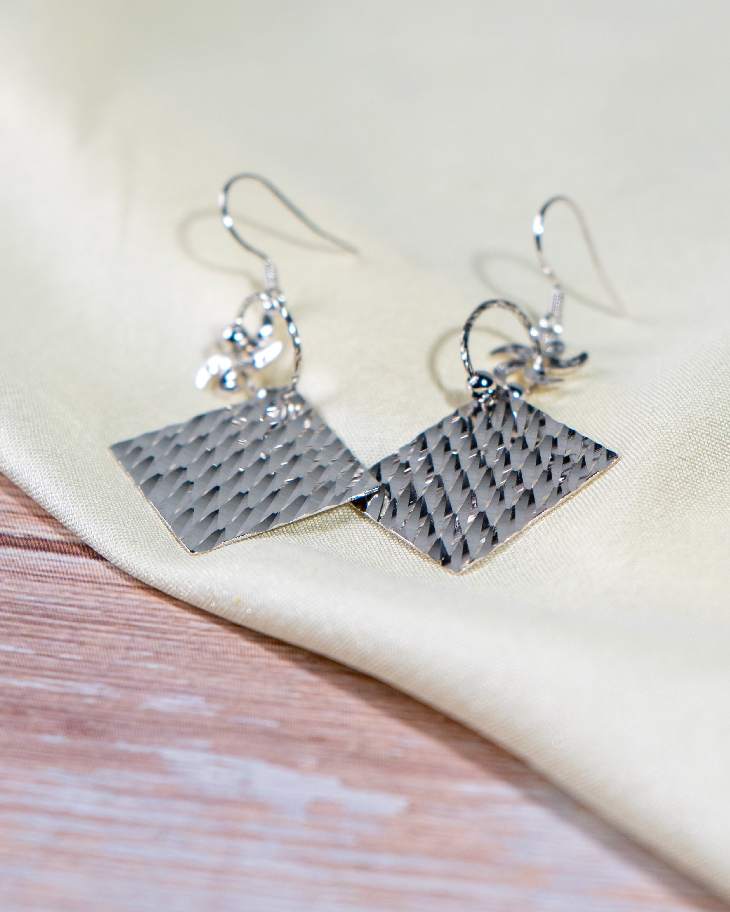 Handmade Silver Dangle Earrings – Lightweight Drop Jewelry for Women, Festive Diwali, Halloween & Christmas Gift