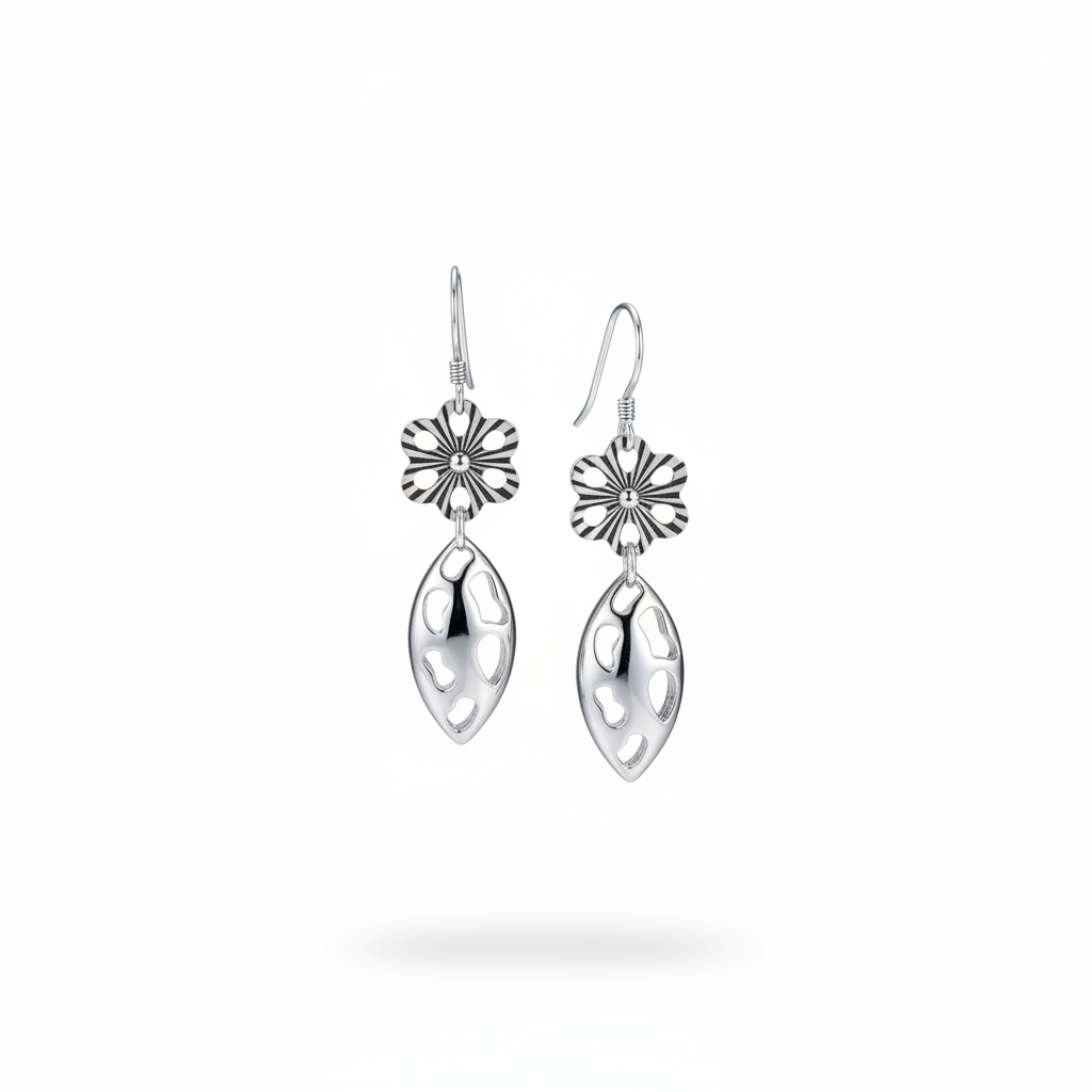 Handmade Silver Tone Dangle Earrings: Boho Lightweight Alloy Jewelry