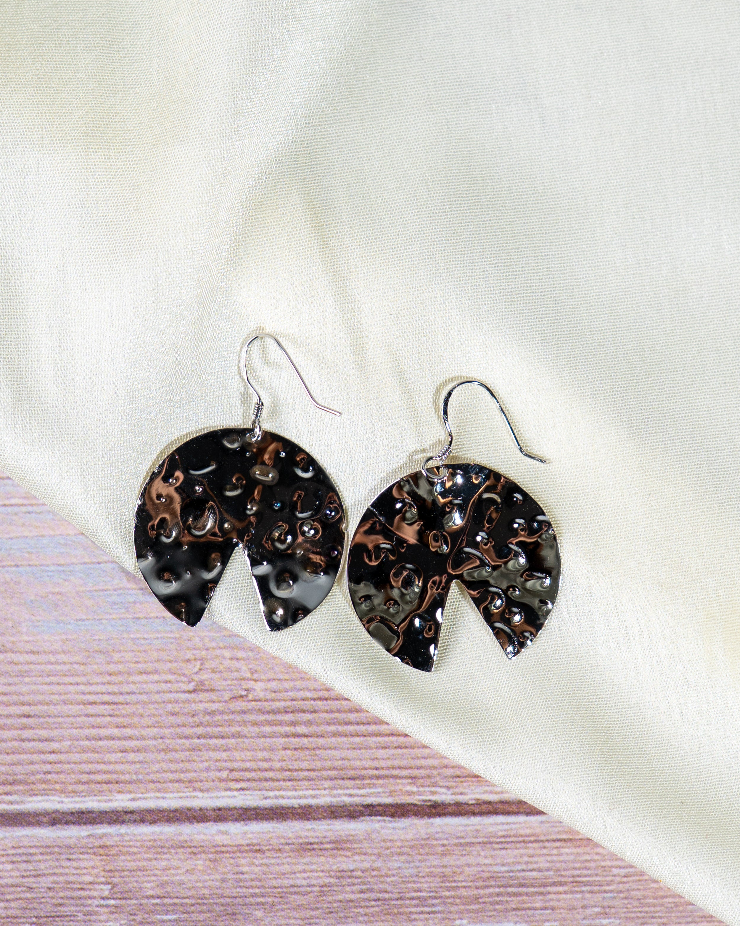 Circle Dangle Earrings | Textured Round Cutout Drop Earrings for Women | Handmade Lightweight Jewelry