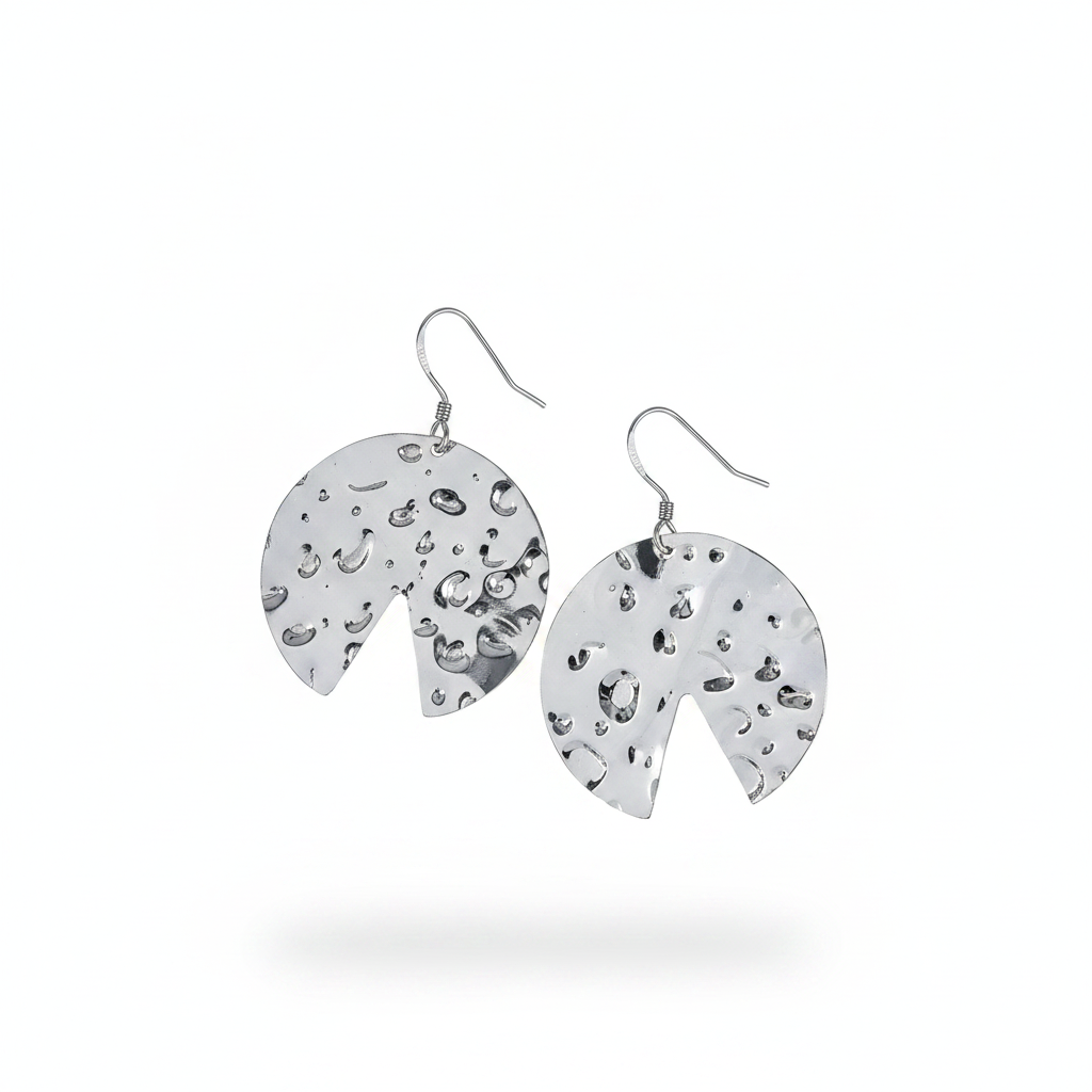 Circle Dangle Earrings | Textured Round Cutout Drop Earrings for Women | Handmade Lightweight Jewelry