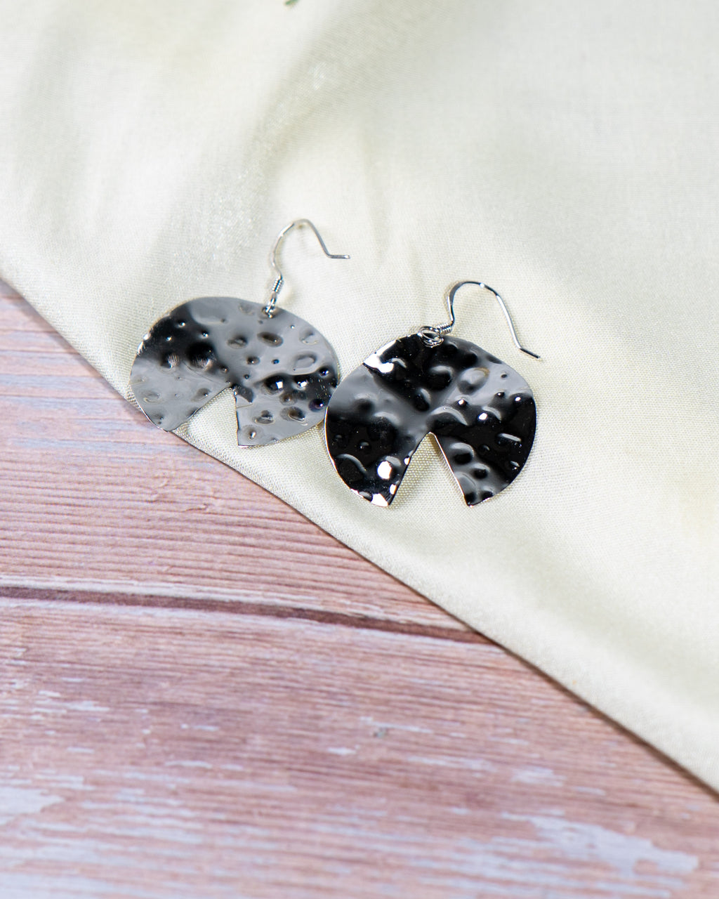 Circle Dangle Earrings | Textured Round Cutout Drop Earrings for Women | Handmade Lightweight Jewelry