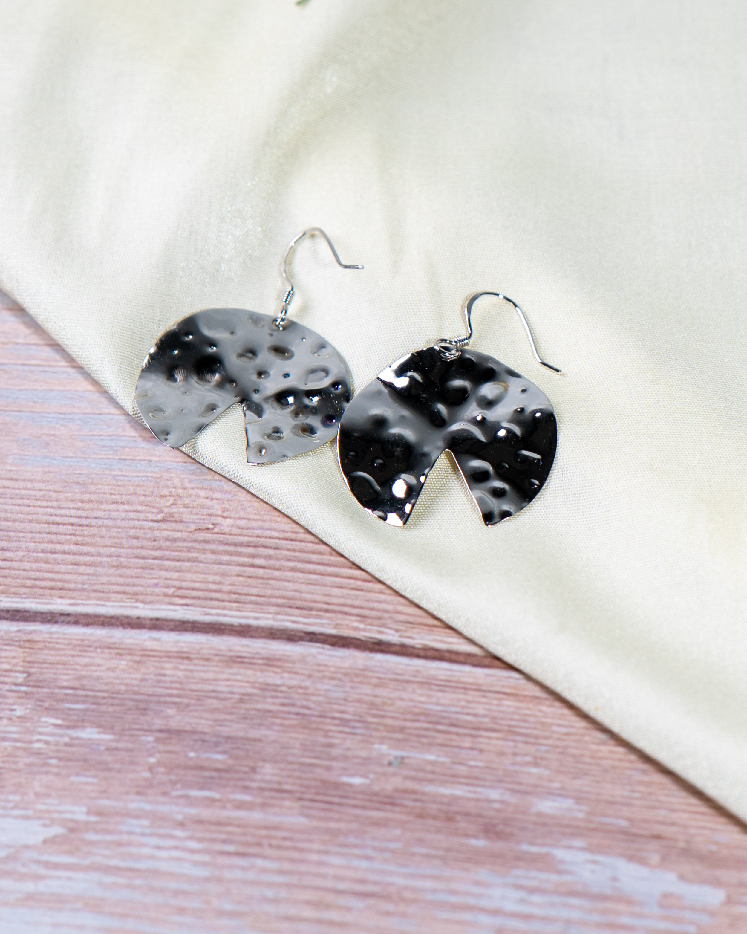 Circle Dangle Earrings | Textured Round Cutout Drop Earrings for Women | Handmade Lightweight Jewelry